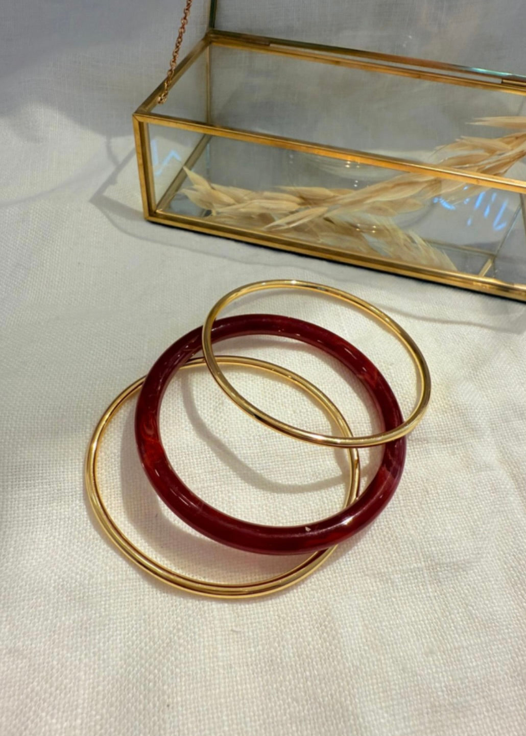 Jonc manchette résine et acier bordeaux