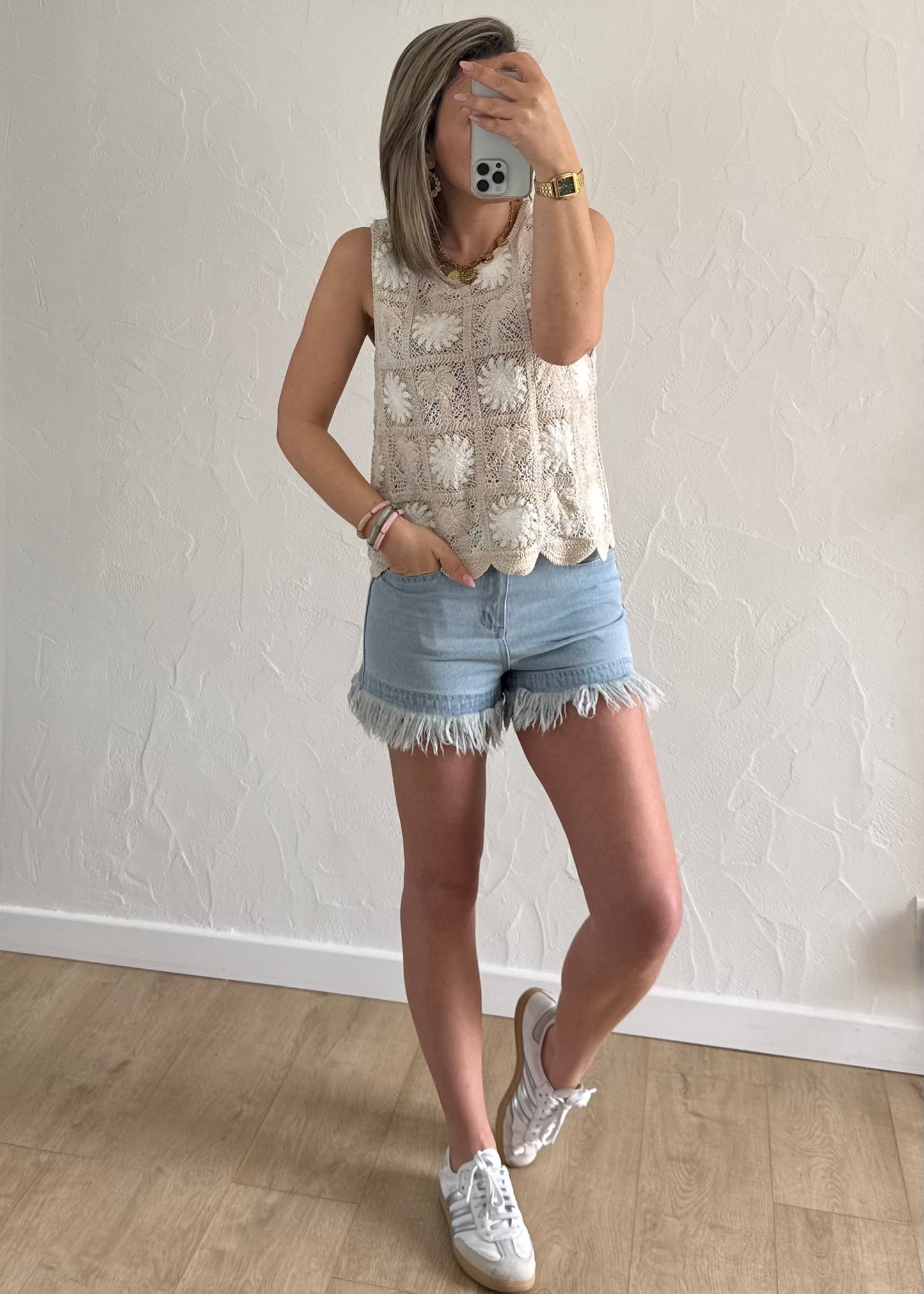 Haut en crochet Beige
