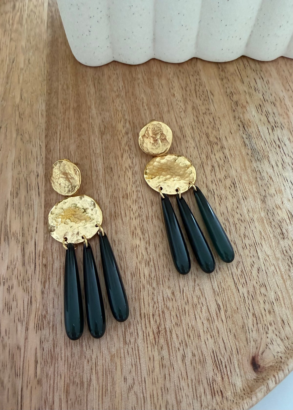 Boucle d’oreille vert foncé