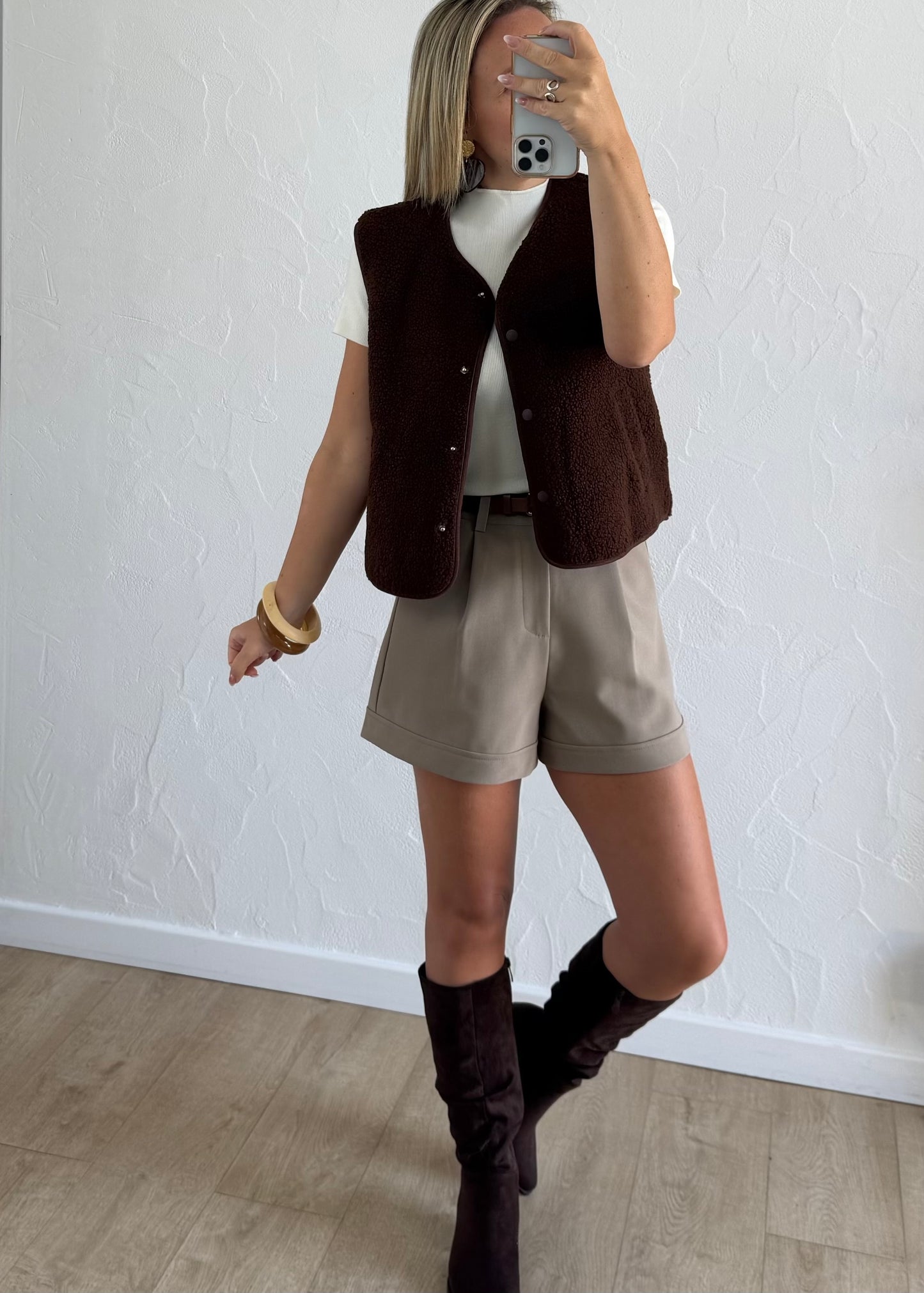 Veste sans manches LOUISE Marron