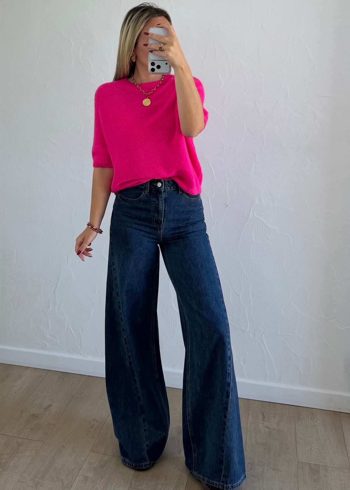Pull Léna rose fluo