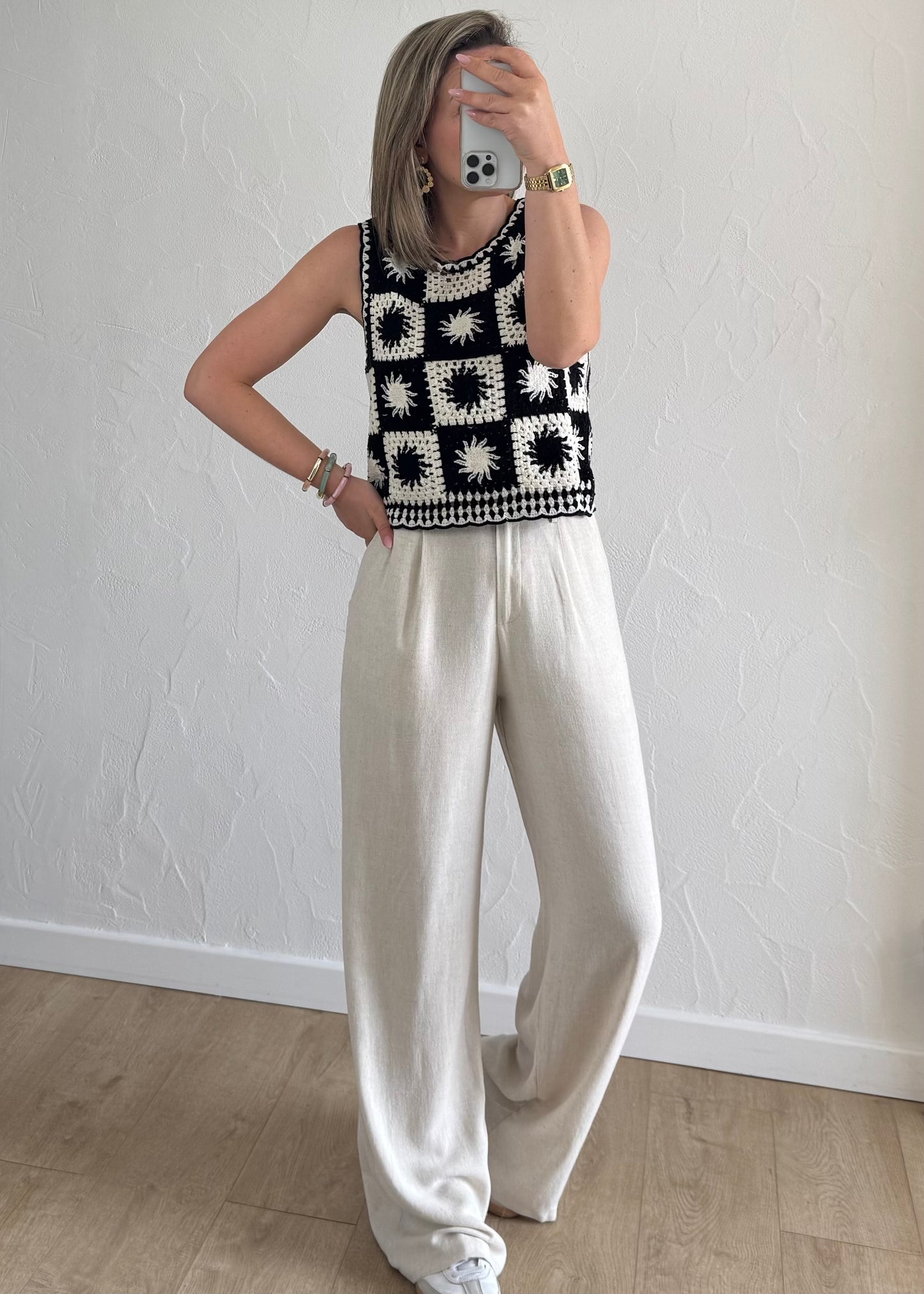Haut en crochet Noir
