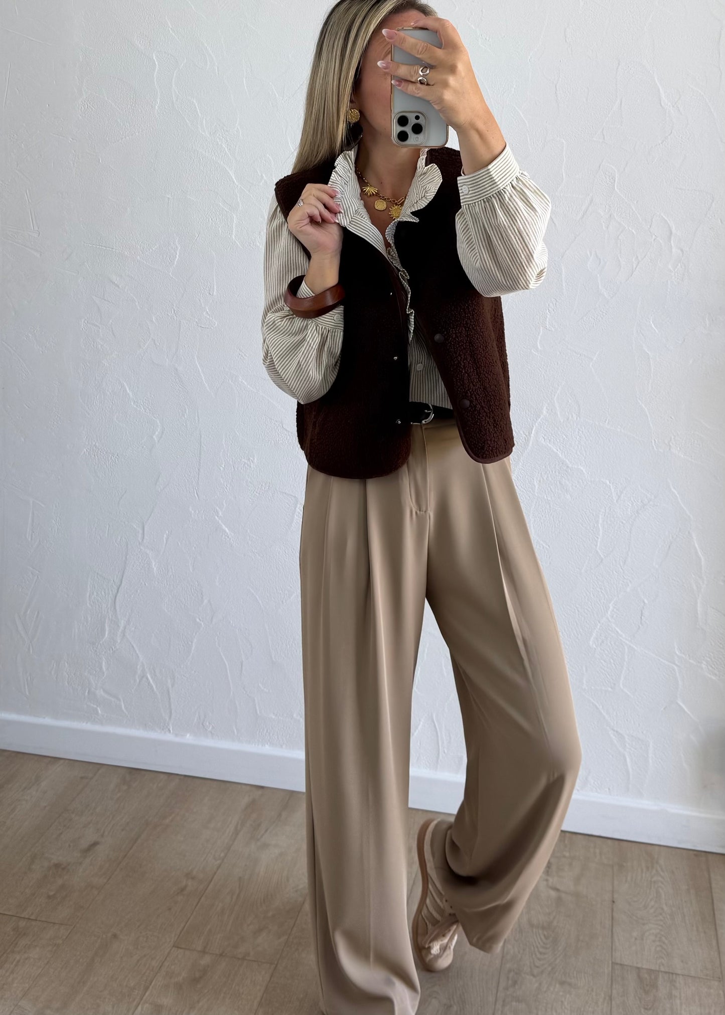 Veste sans manches LOUISE Marron