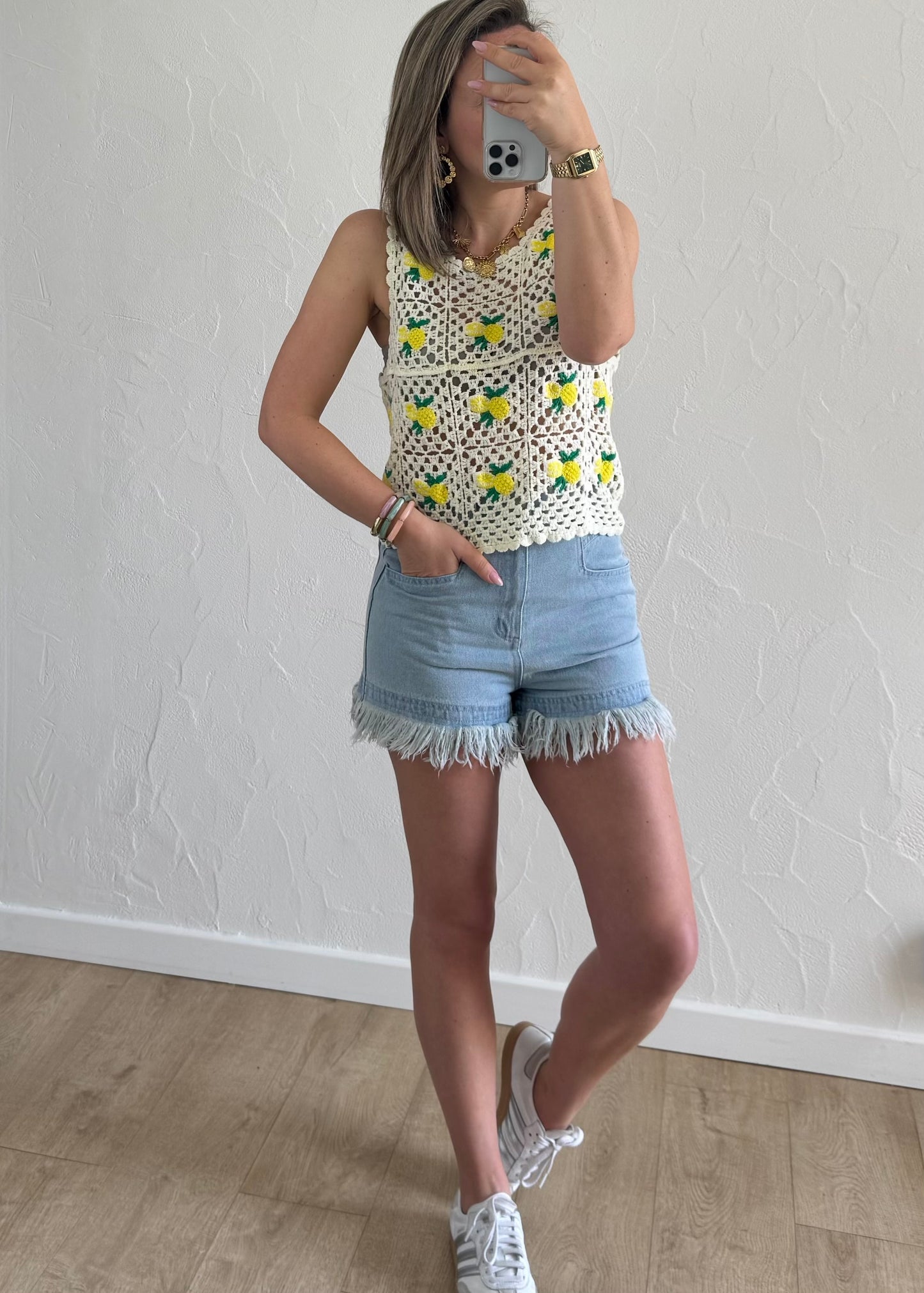 Haut en crochet Citron