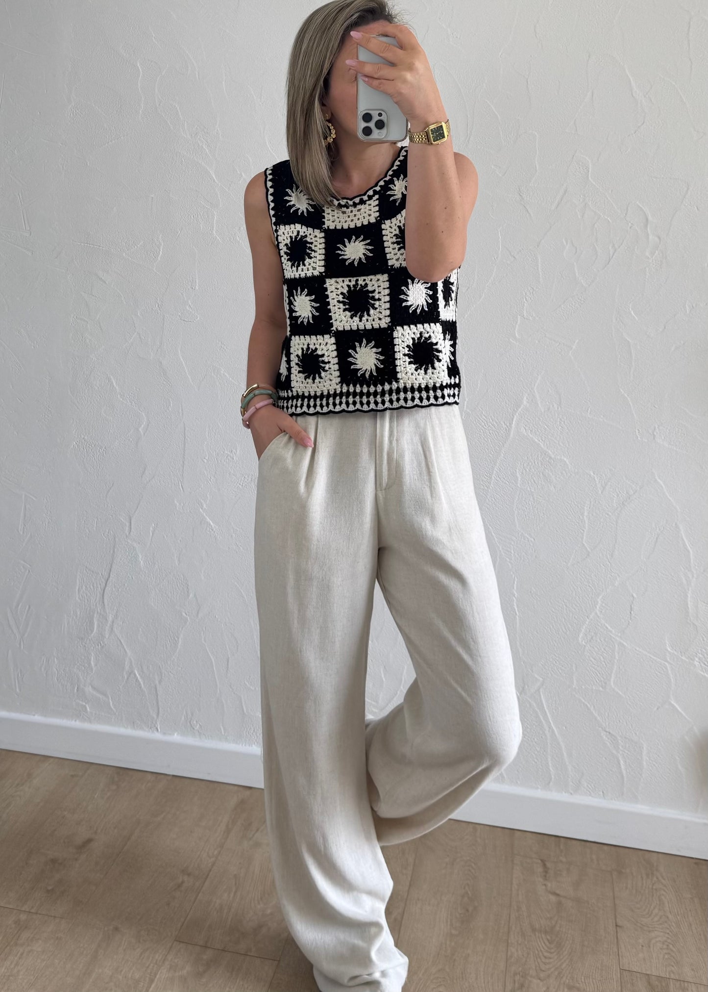 Haut en crochet Noir