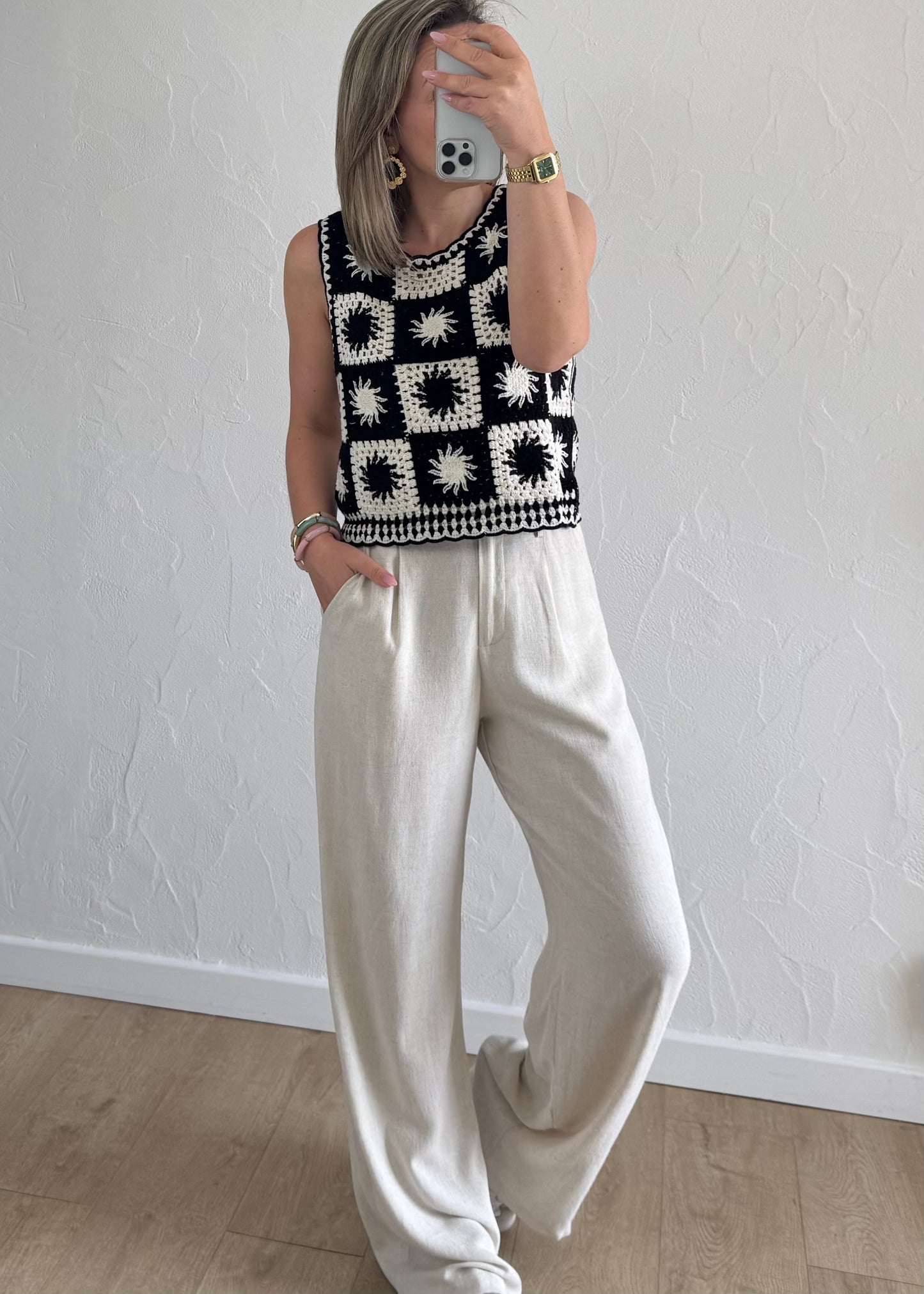 Haut en crochet Noir