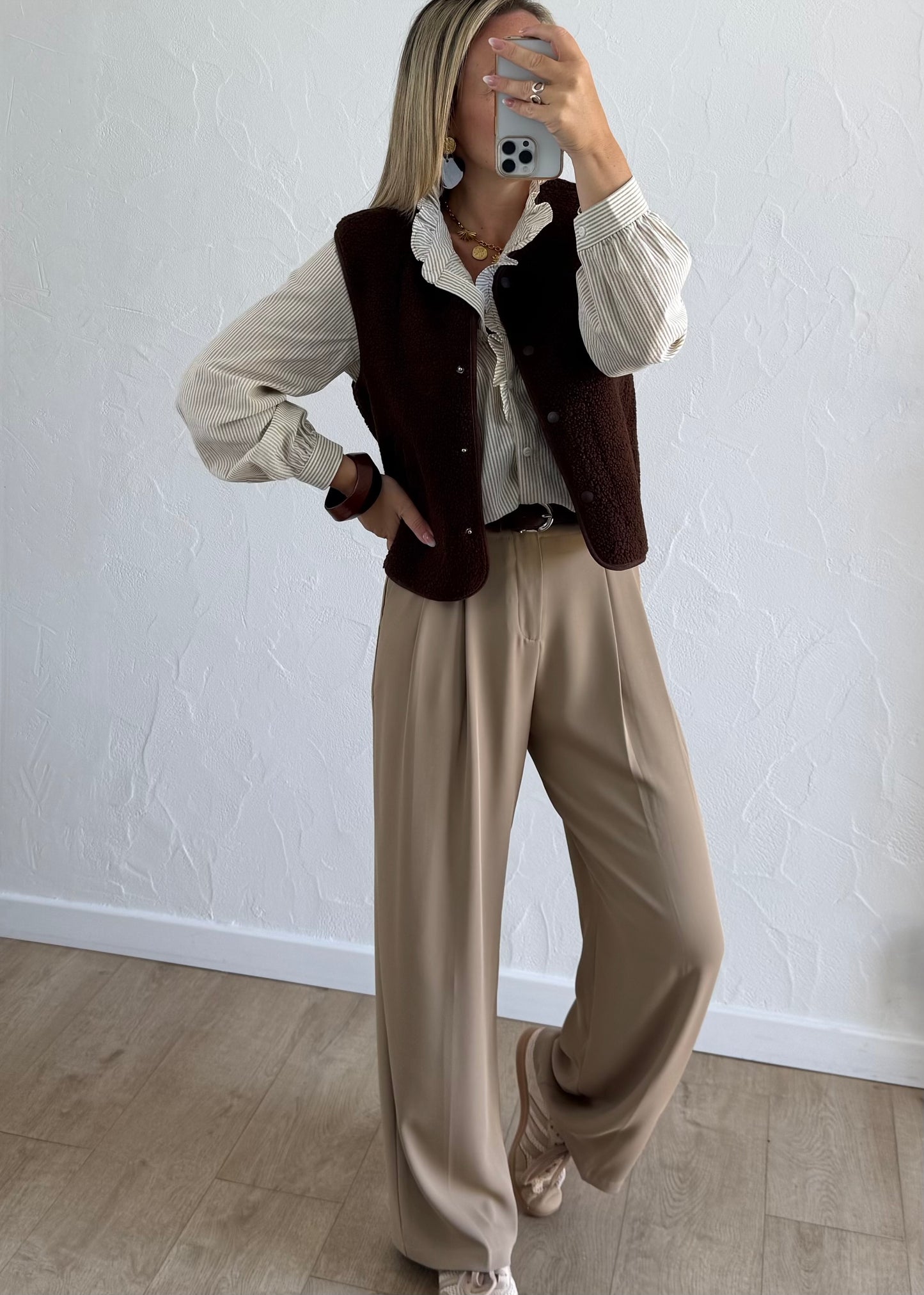 Veste sans manches LOUISE Marron