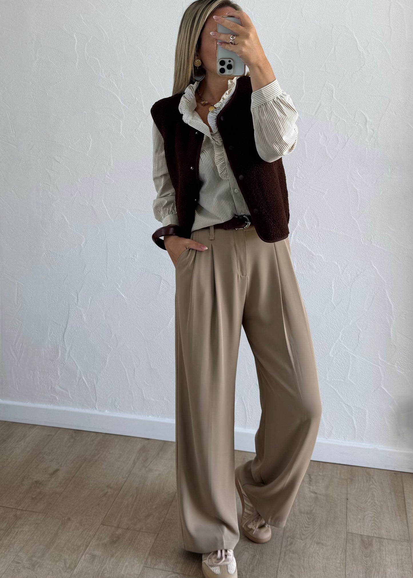 Veste sans manches LOUISE Marron