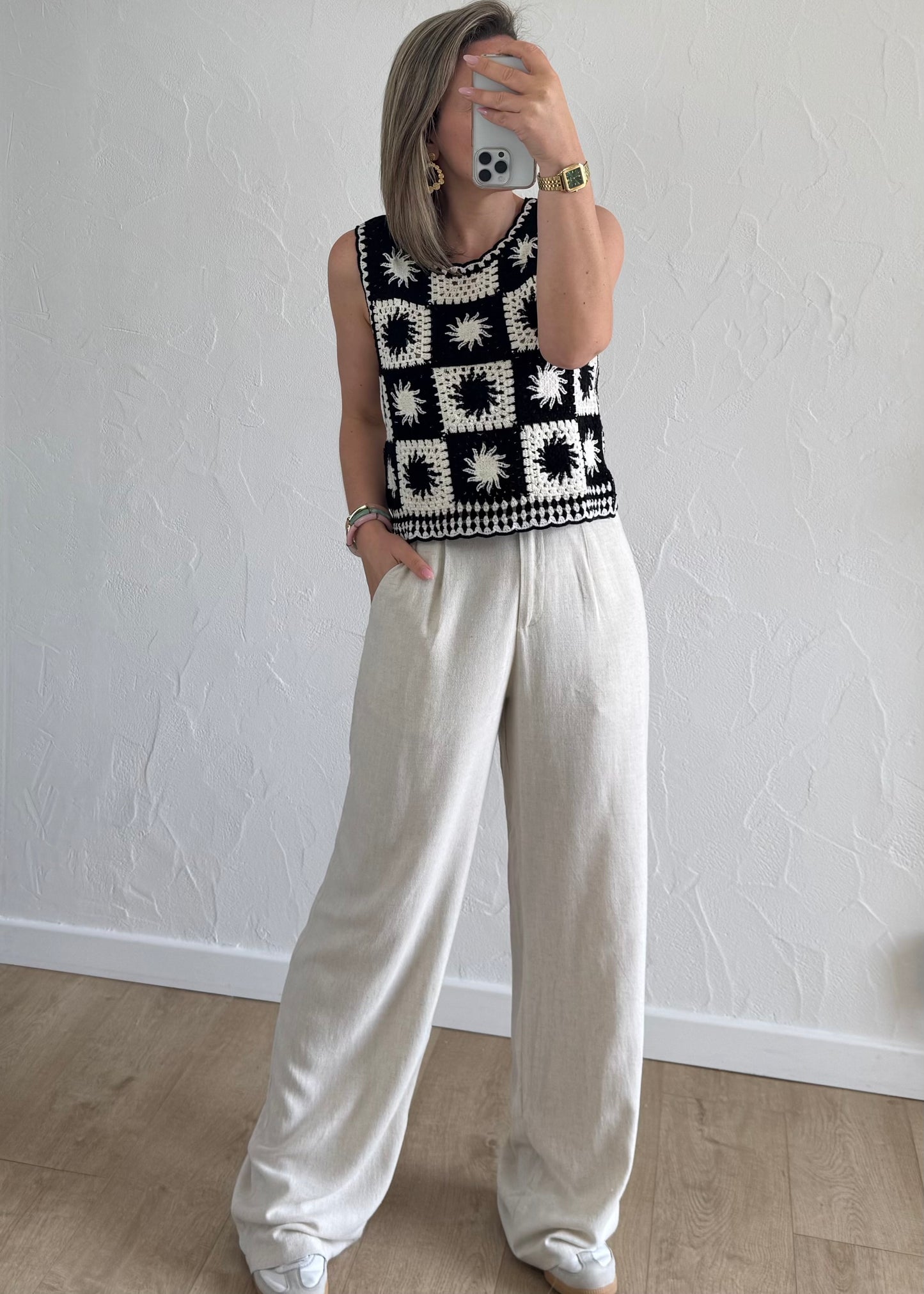 Haut en crochet Noir