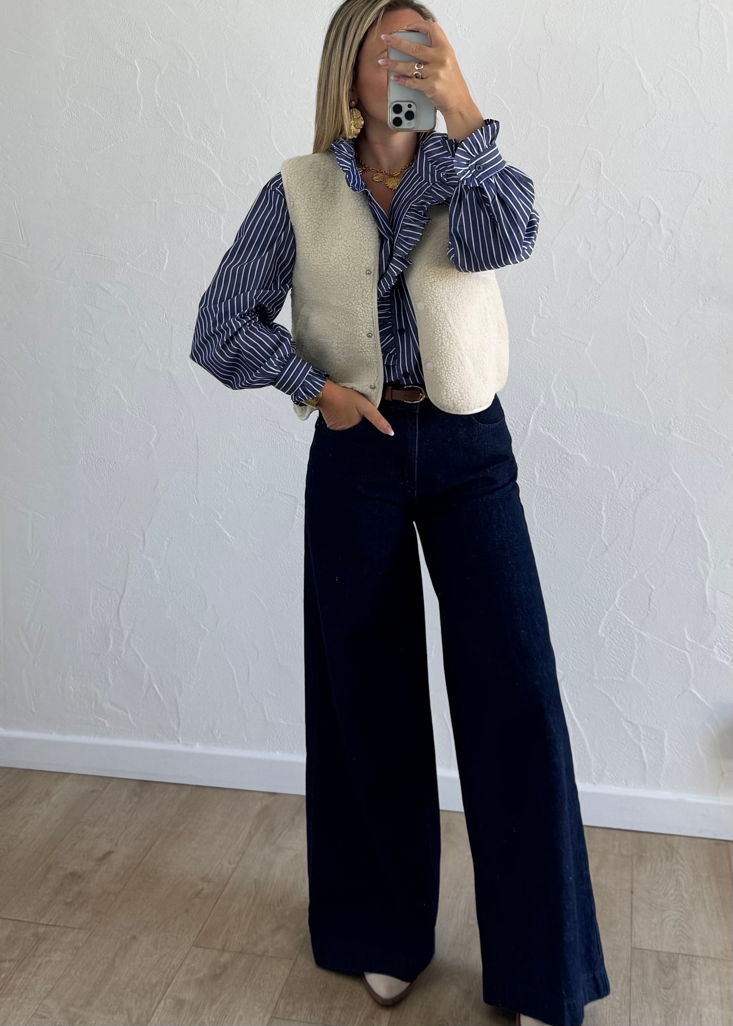 Veste sans manches LOUISE Écru