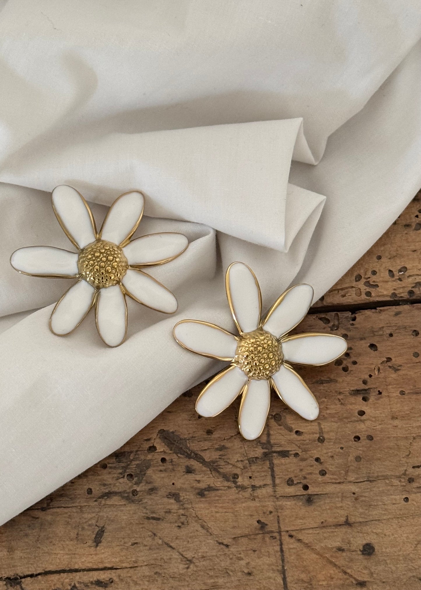 Boucles d’oreilles Fleurs Blanc