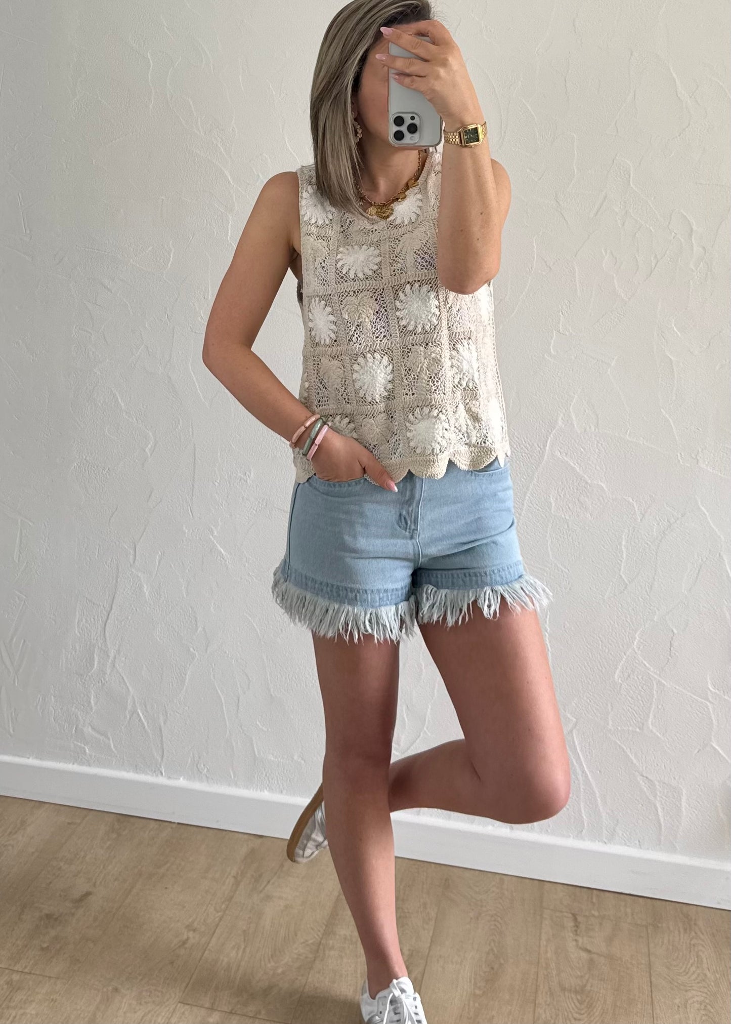 Haut en crochet Beige