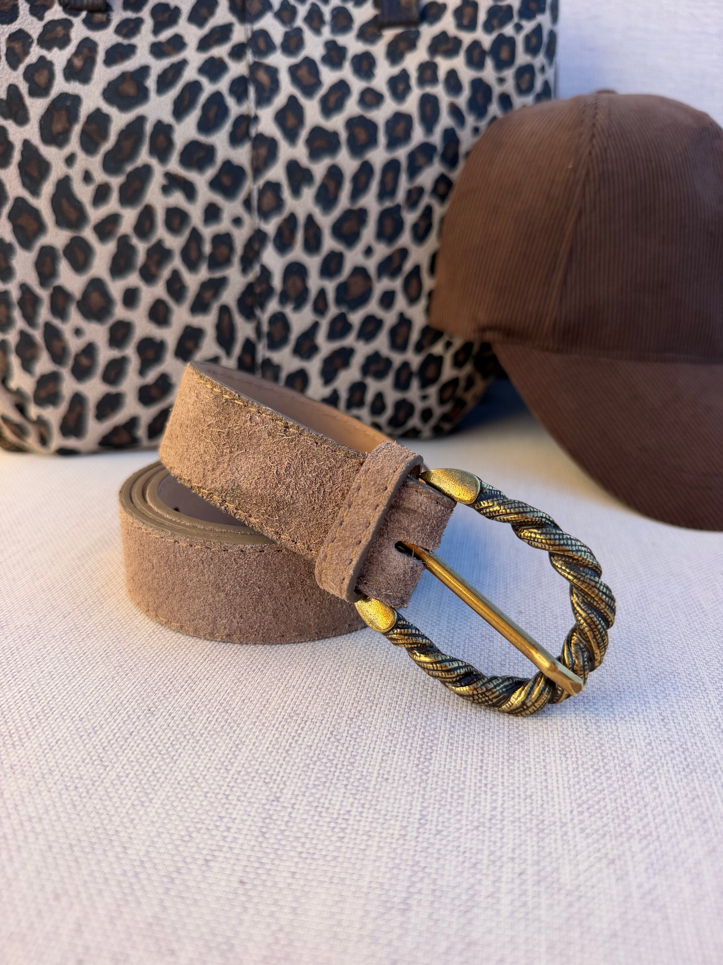 Ceinture cuir taupe