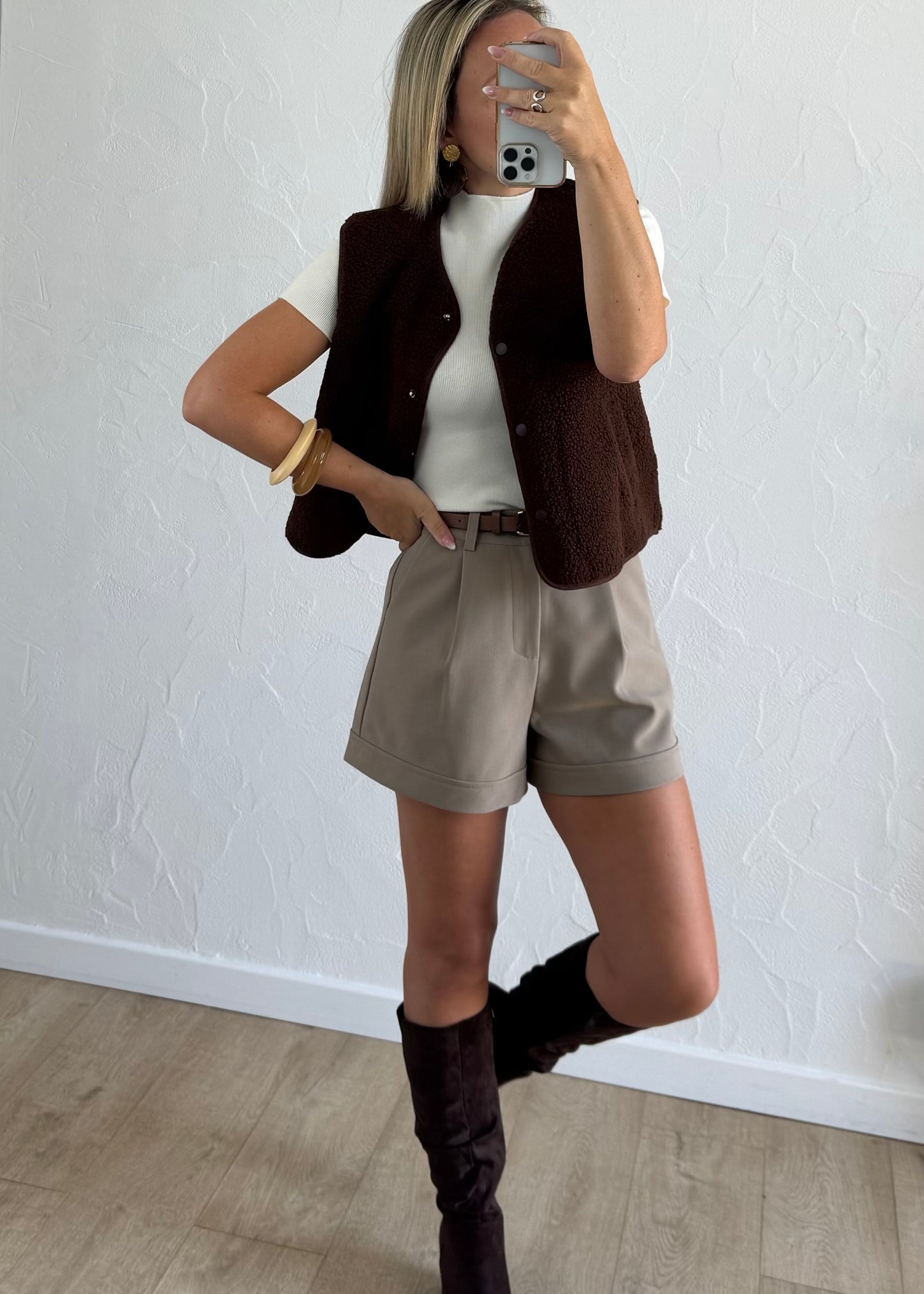Veste sans manches LOUISE Marron