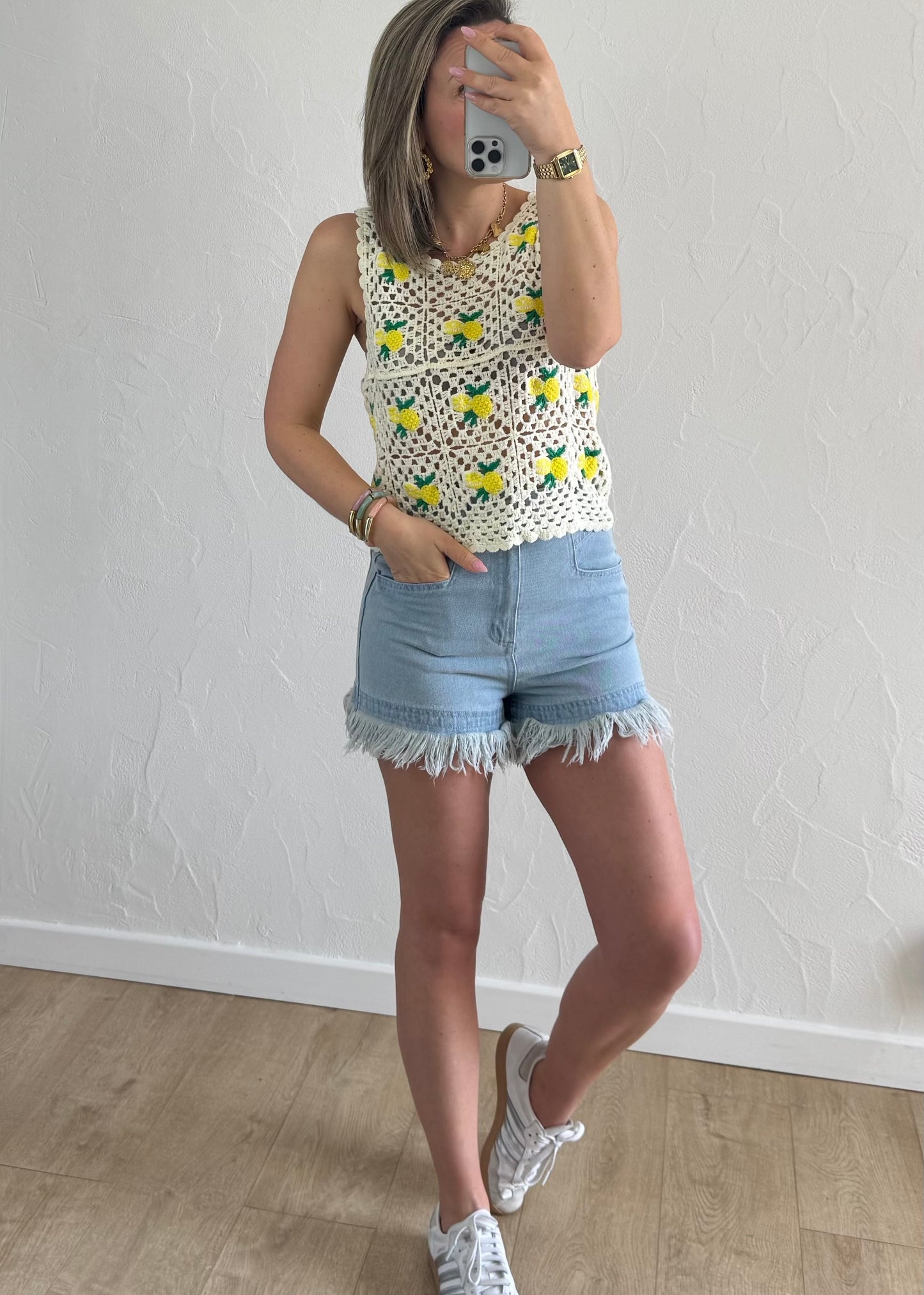 Haut en crochet Citron