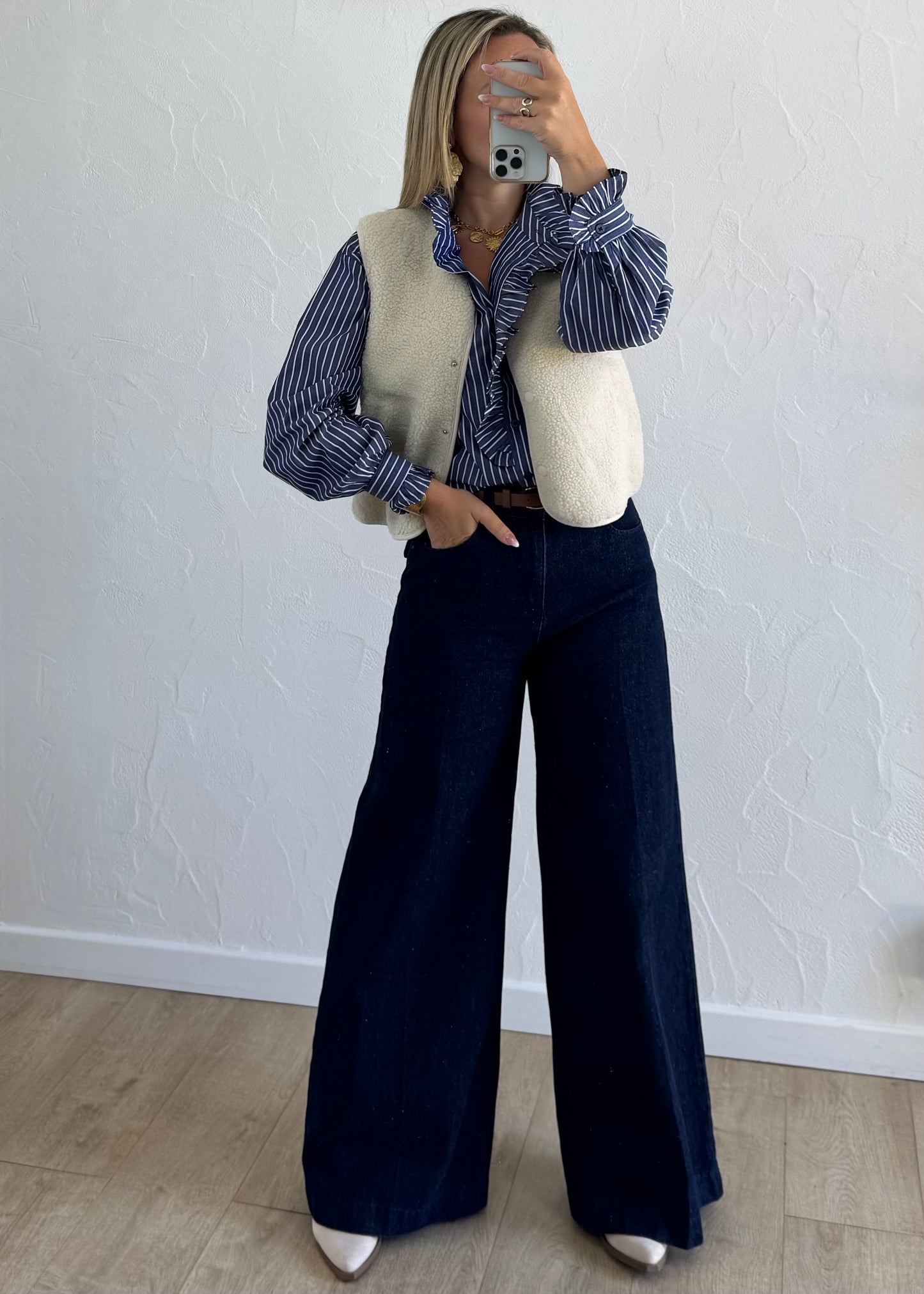 Veste sans manches LOUISE Écru