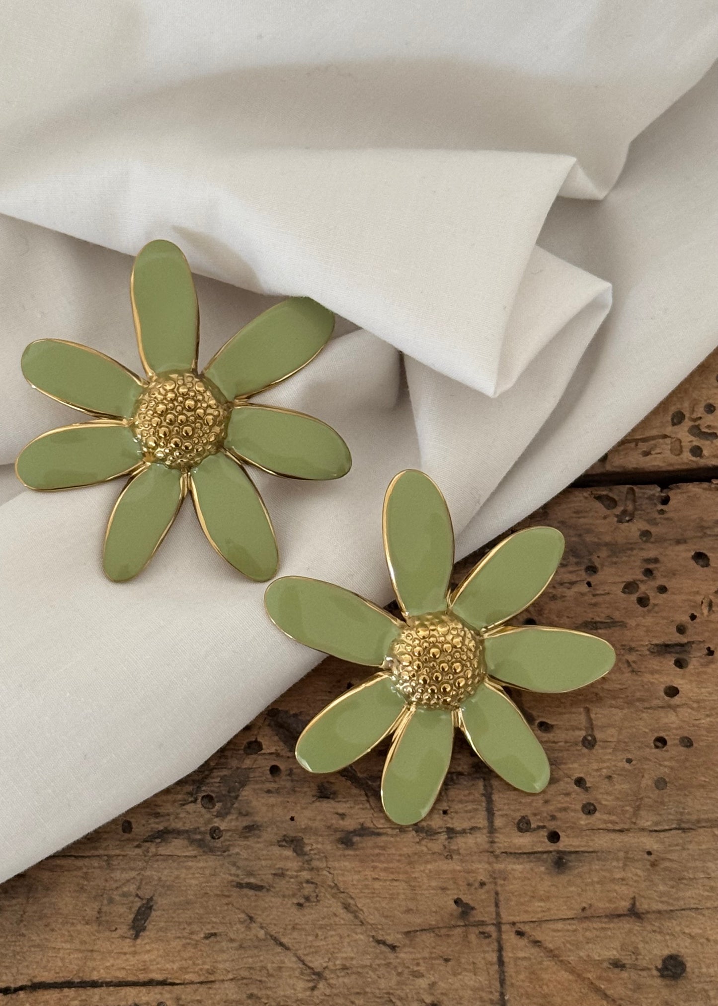 Boucles d’oreilles Fleurs Vert
