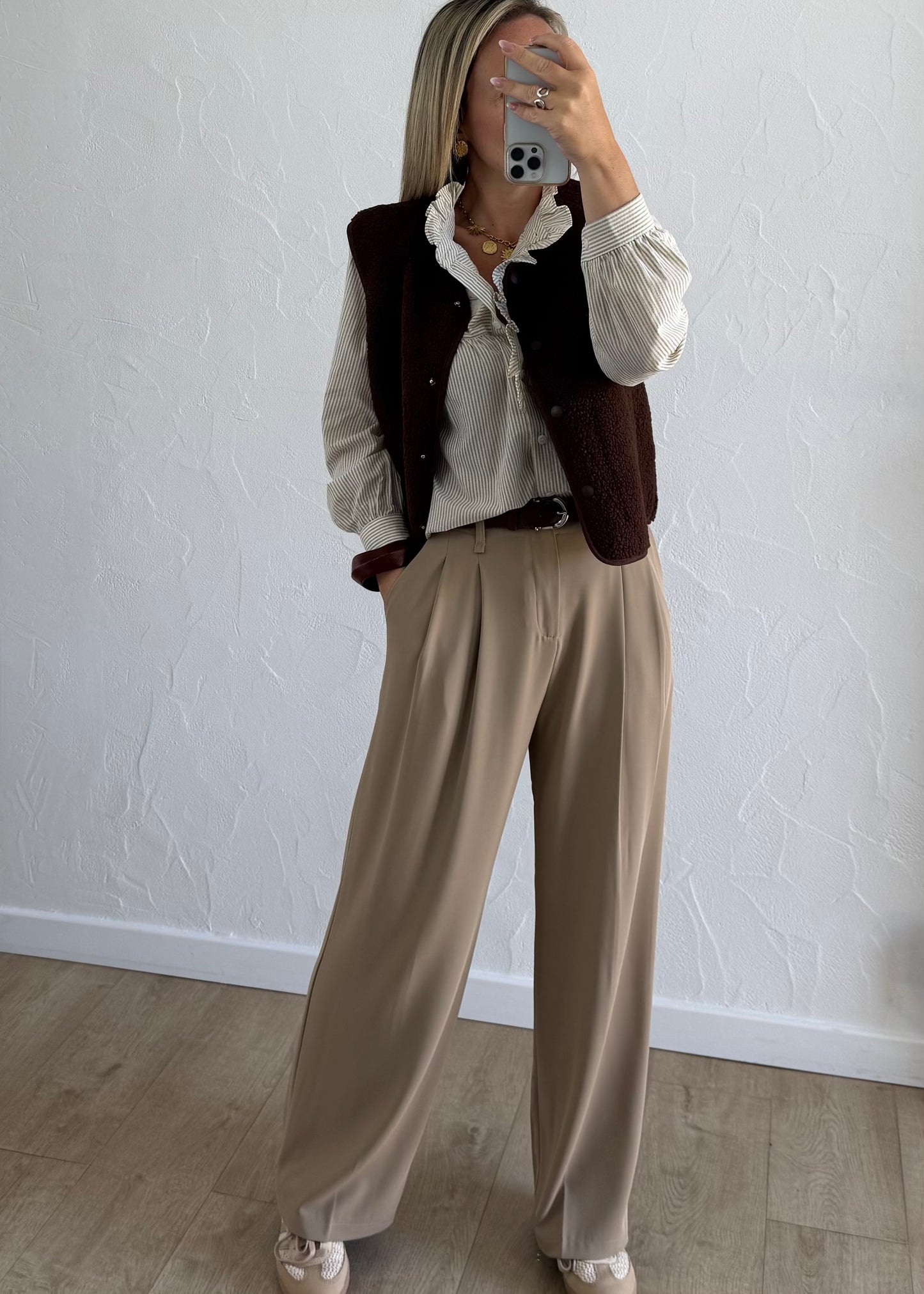 Veste sans manches LOUISE Marron