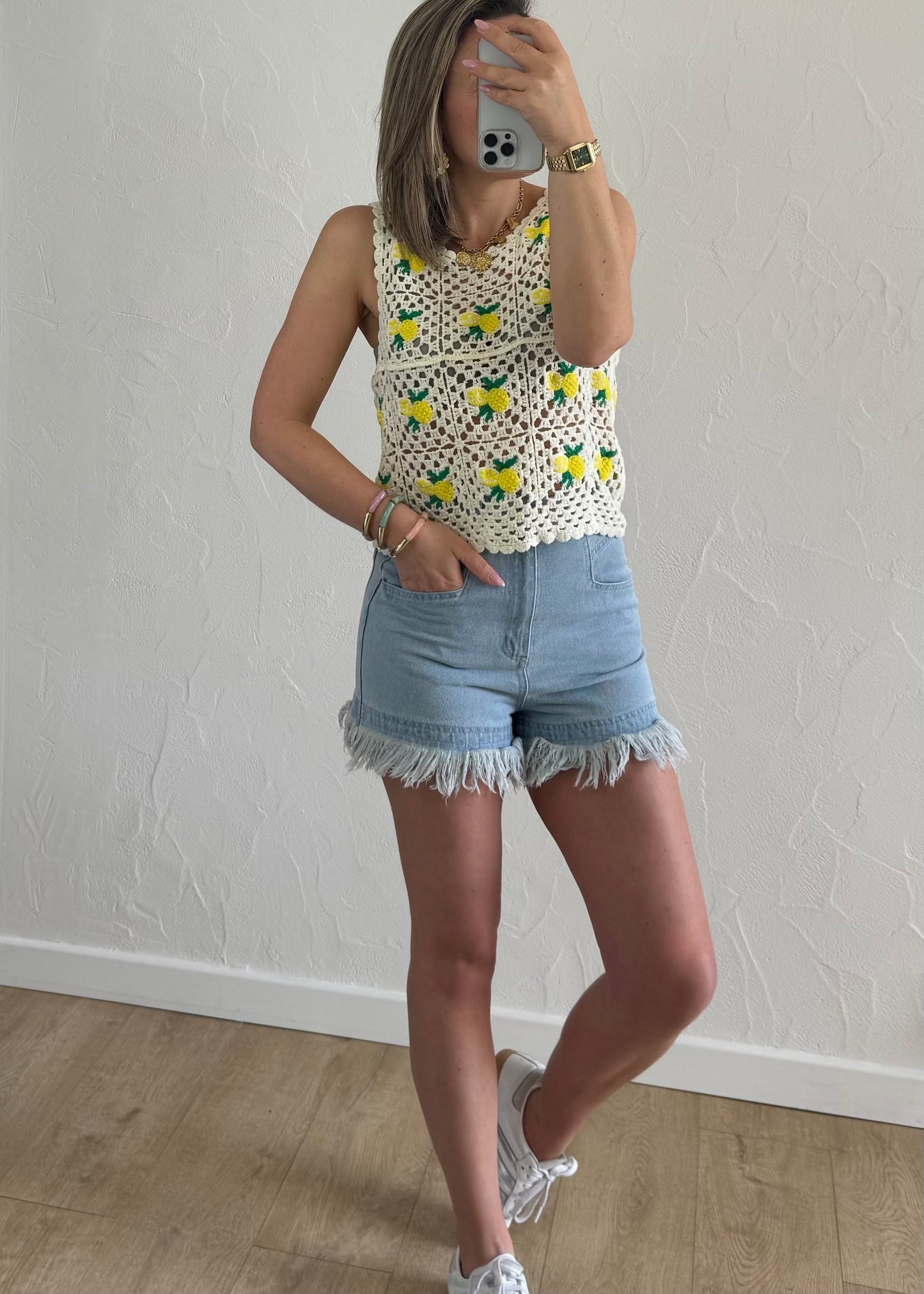 Haut en crochet Citron