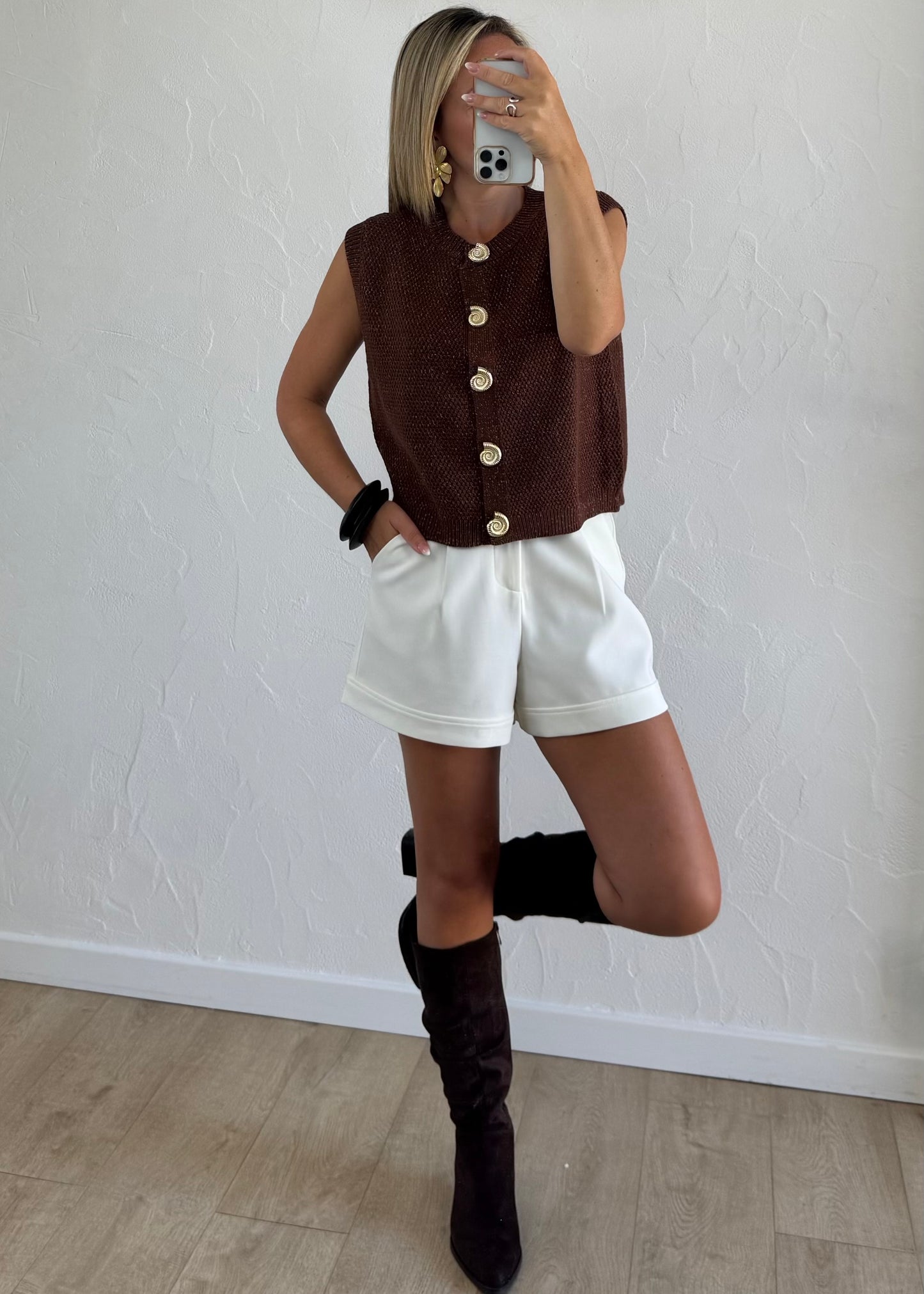 Gilet COQUILLAGES Marron