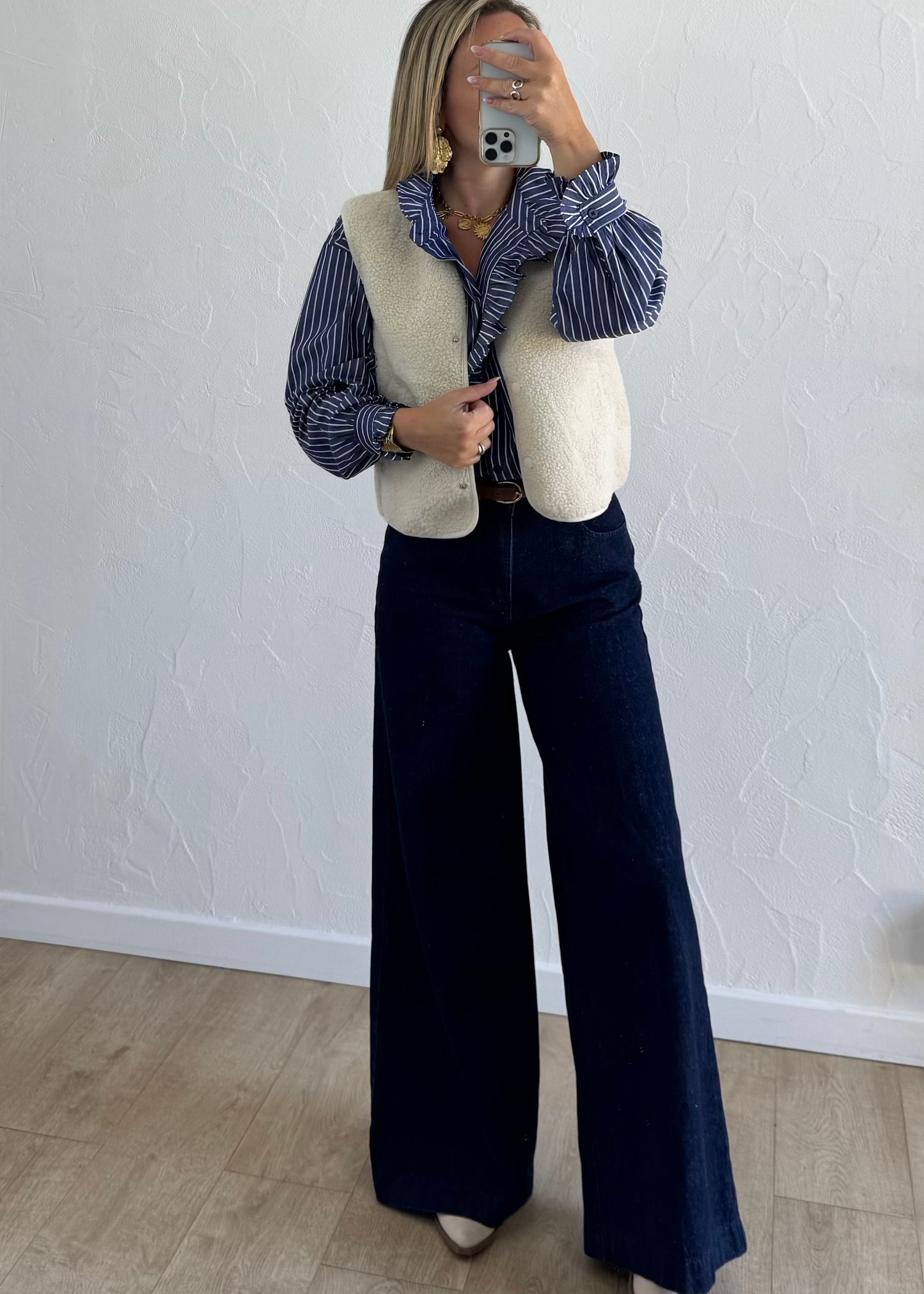 Veste sans manches LOUISE Écru