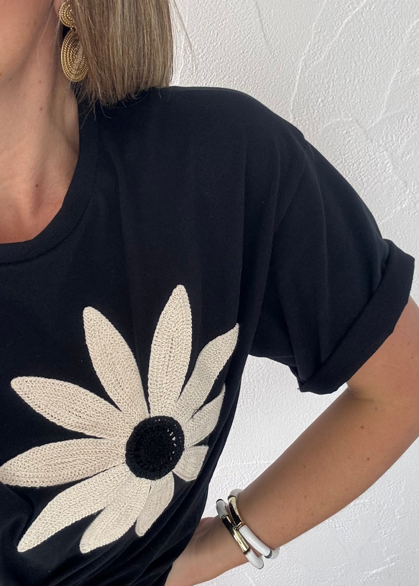 T-shirt Fleur en crochet