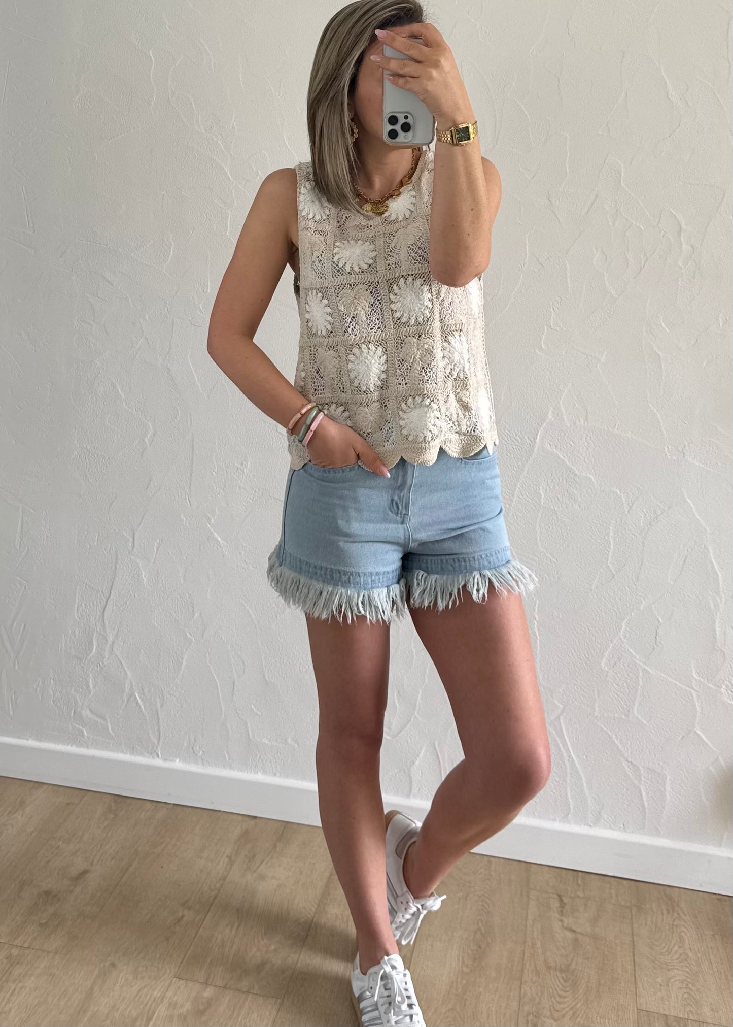 Haut en crochet Beige