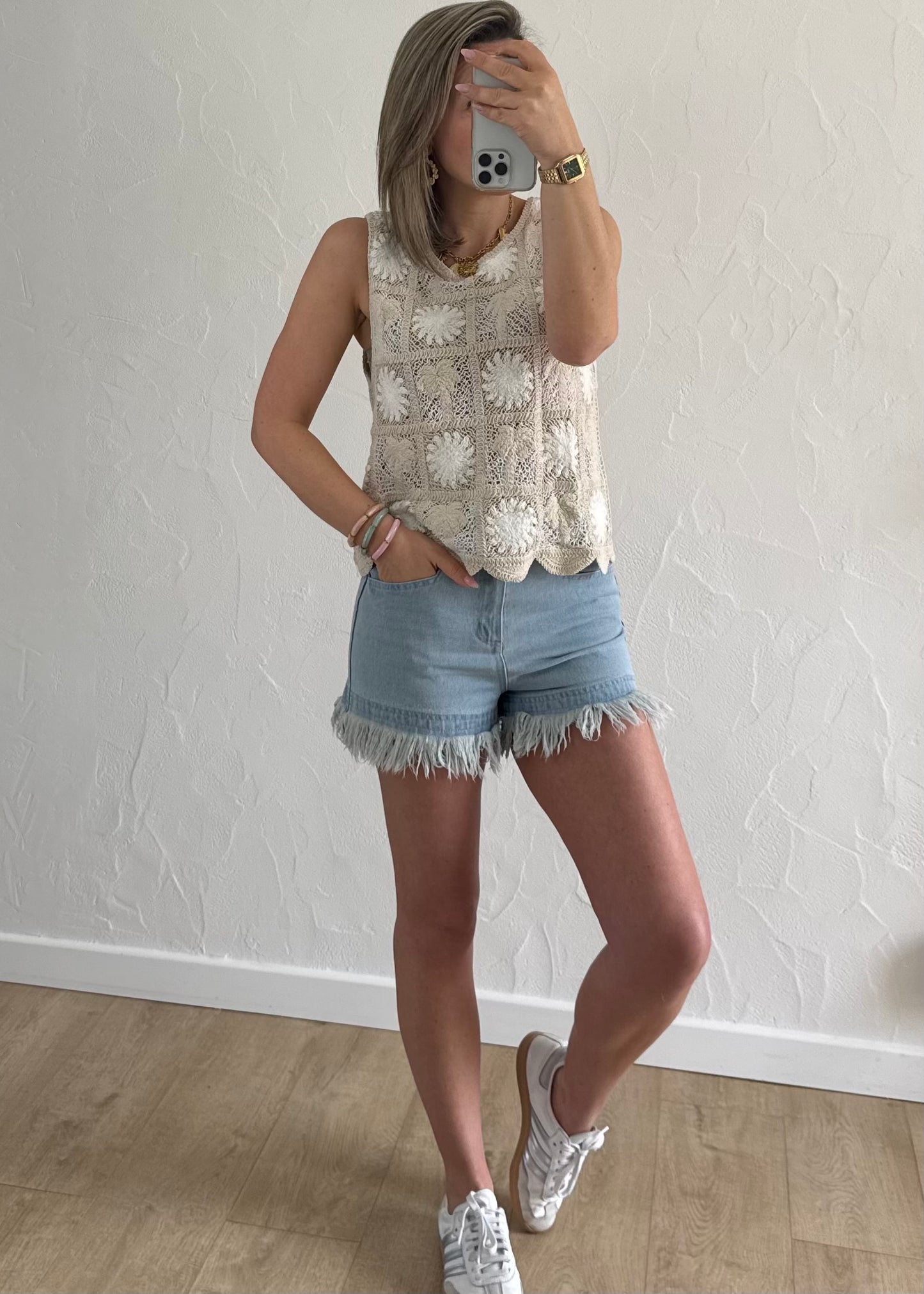 Haut en crochet Beige