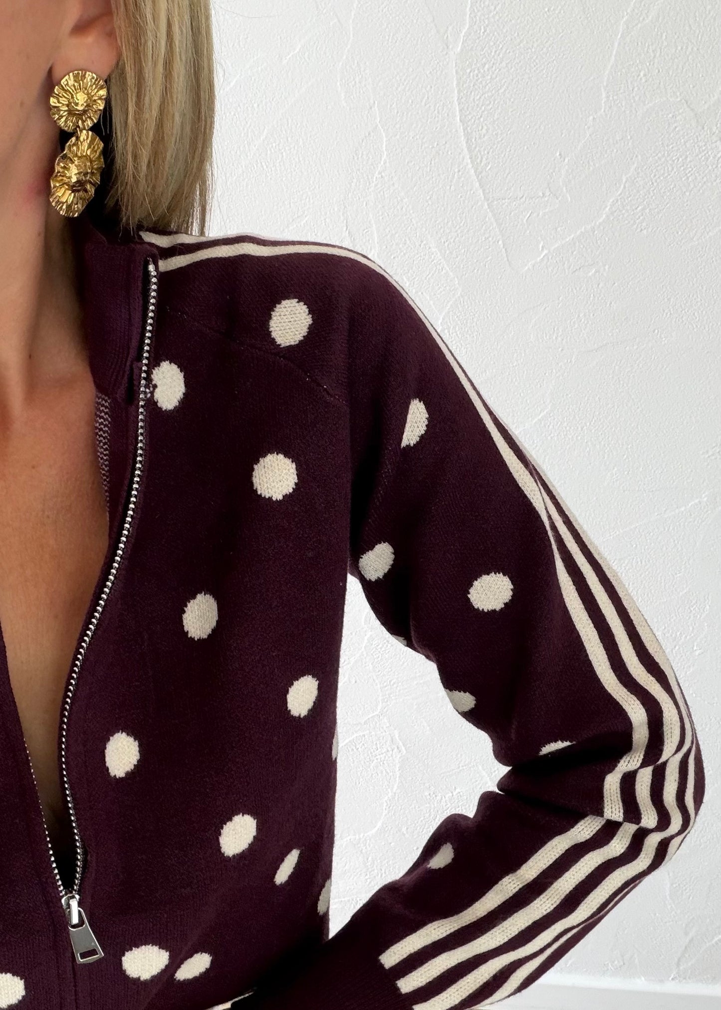 Gilet Polka à pois bordeaux