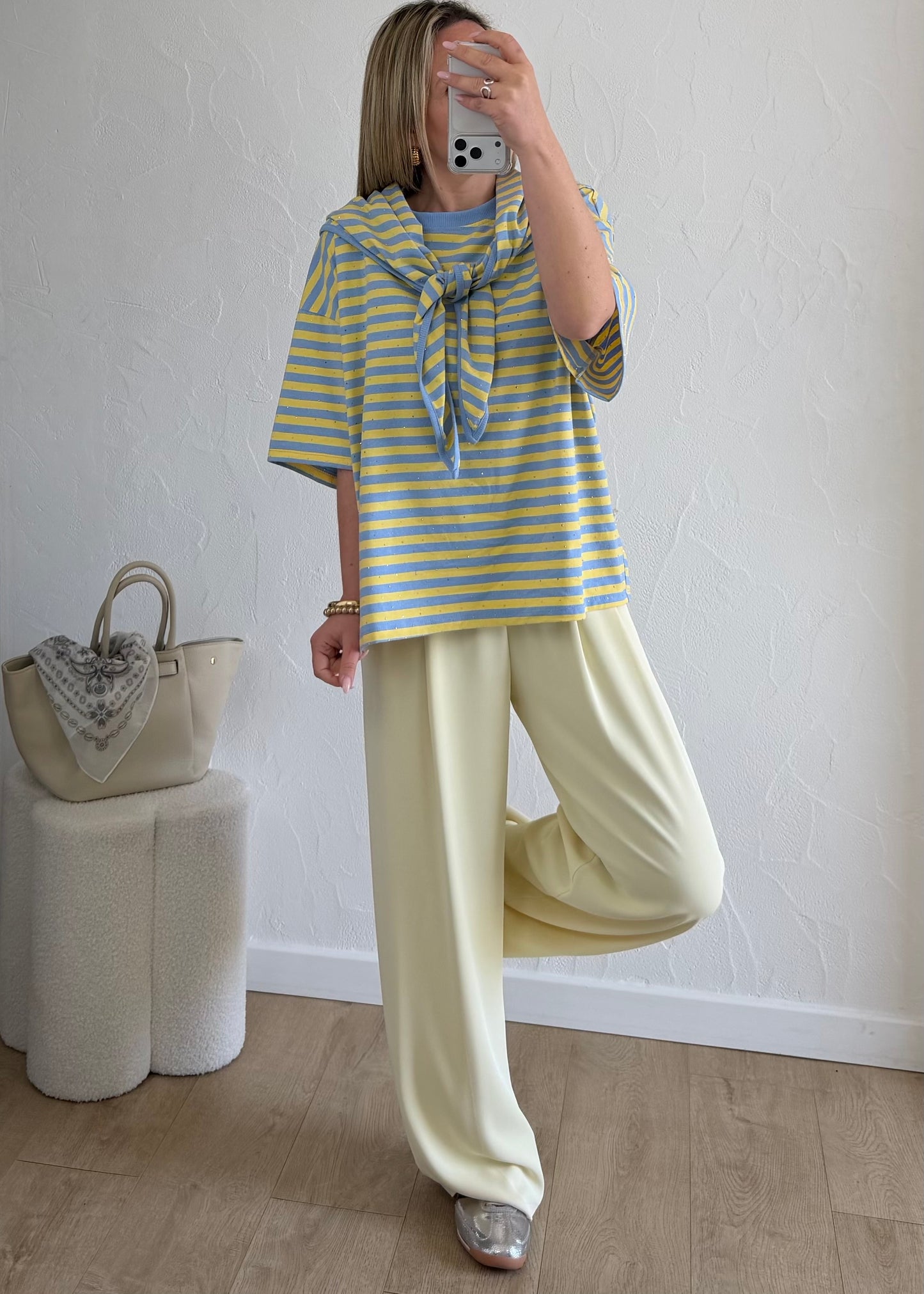 Tee-shirt ADRIANNA Jaune & Bleu