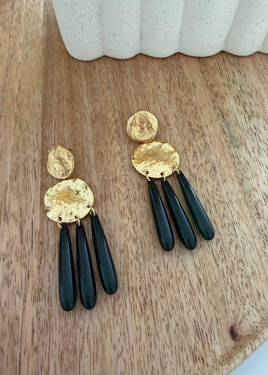 Boucle d’oreille vert foncé