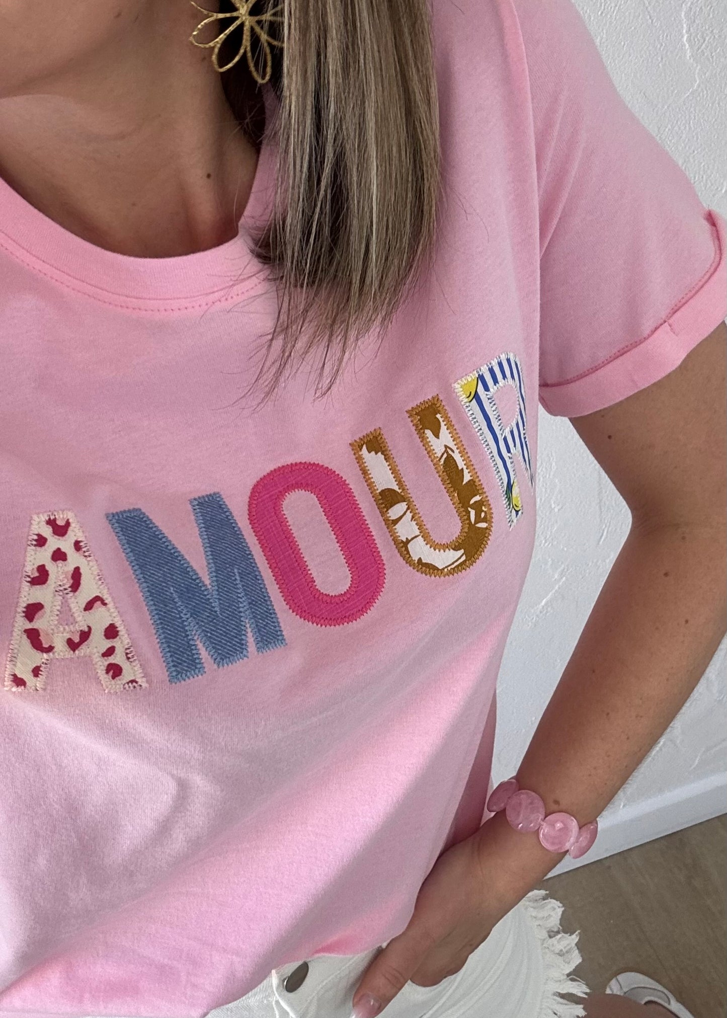 T-shirt « AMOUR » rose