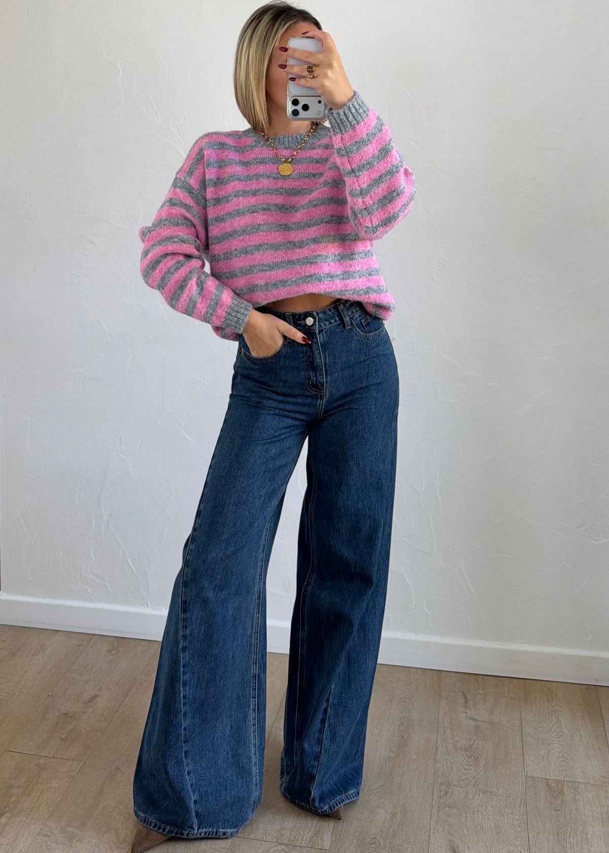 Pull Maylo rayée rose