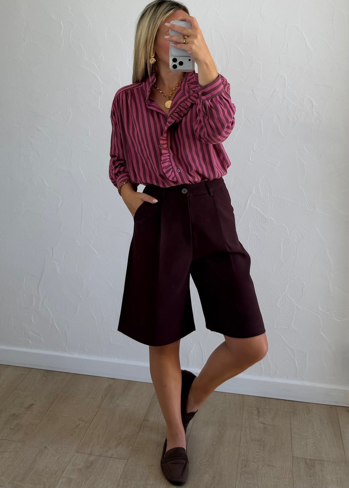 Chemisier Juliette rose marron