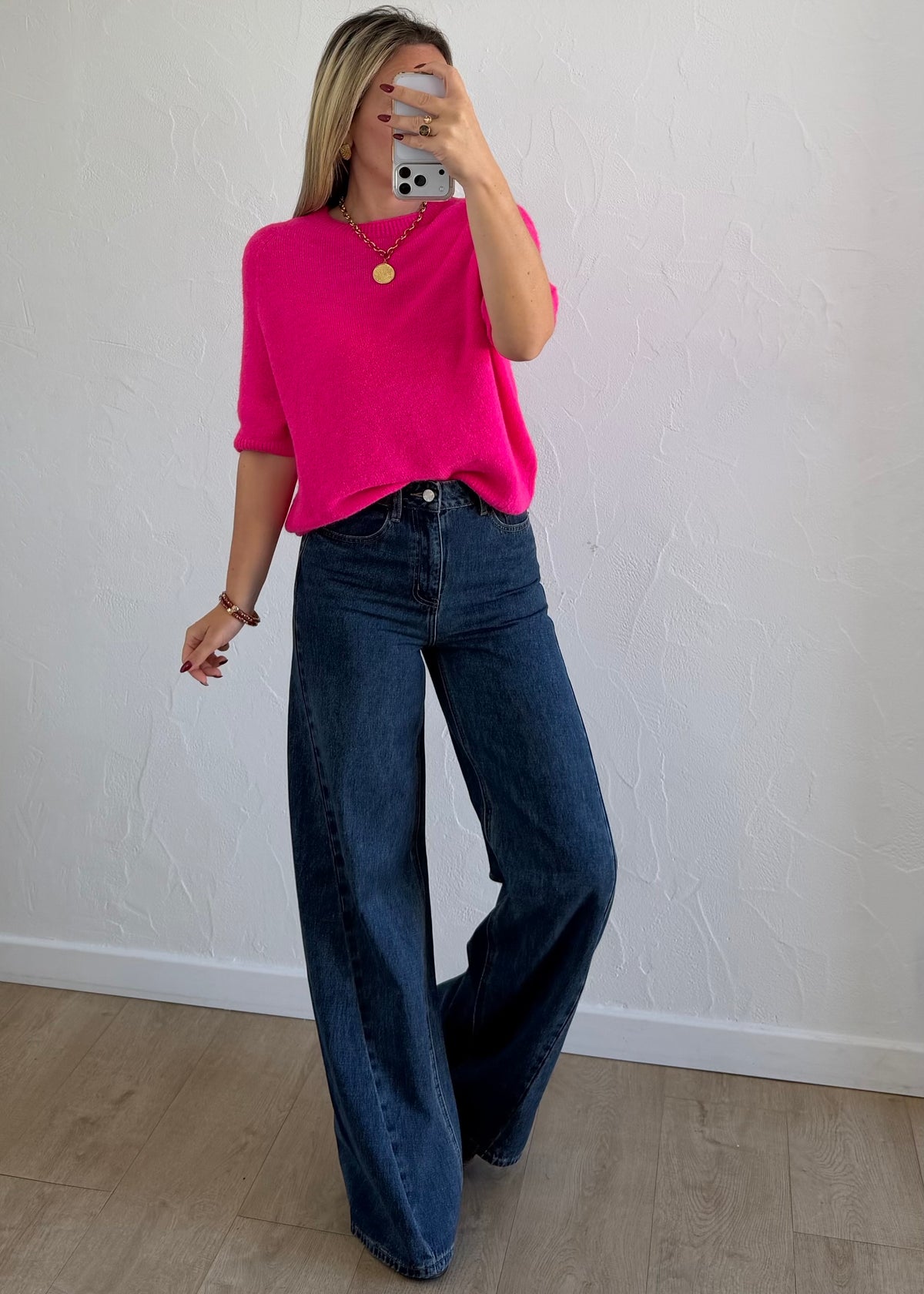 Pull Léna rose fluo