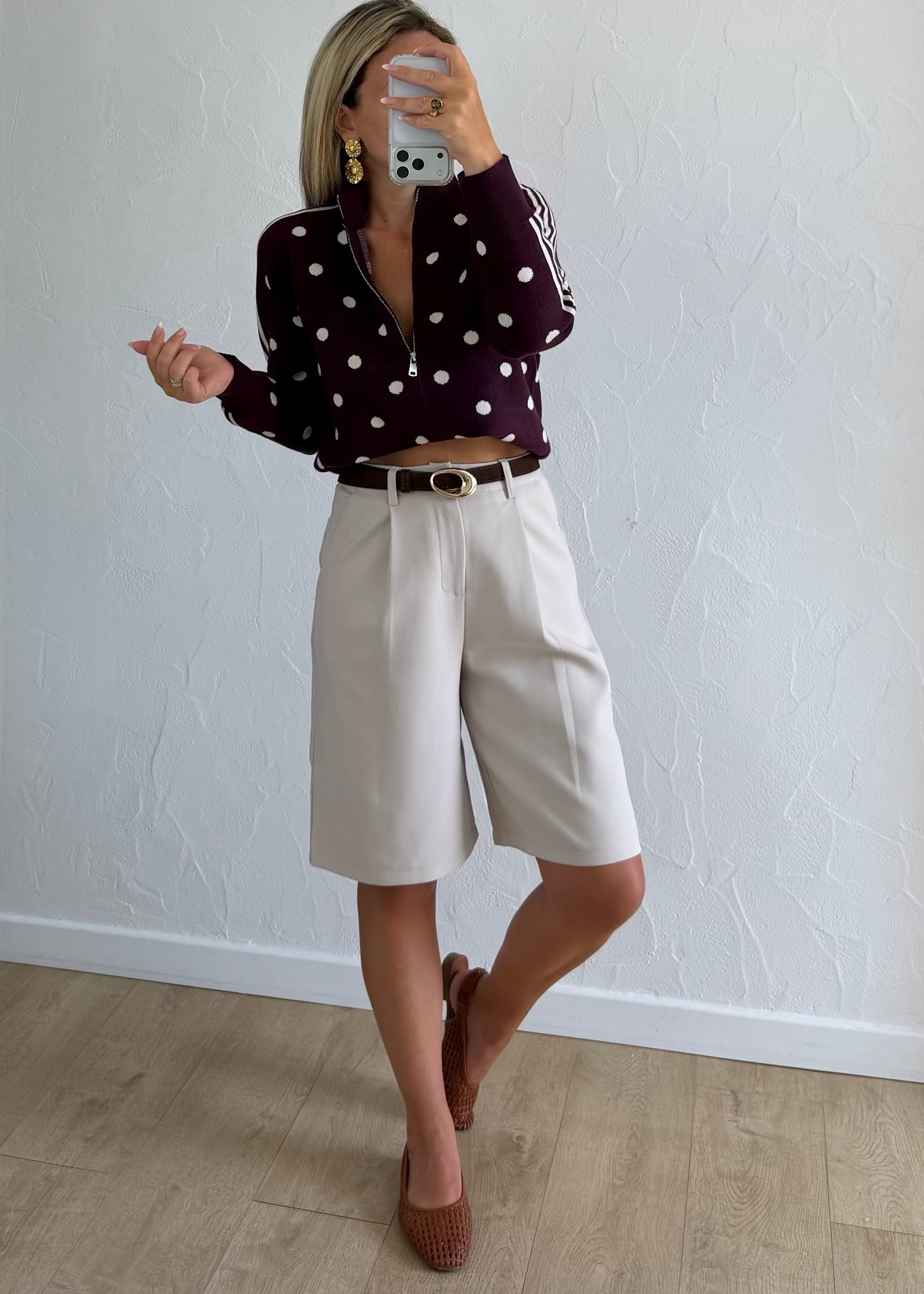 Gilet Polka à pois bordeaux