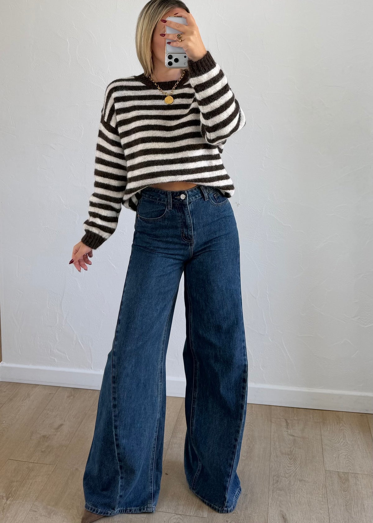 Pull Maylo rayé marron