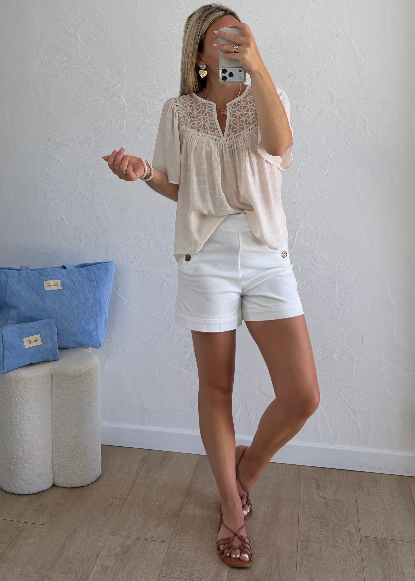 Blouse INÈS Rose Ivoire