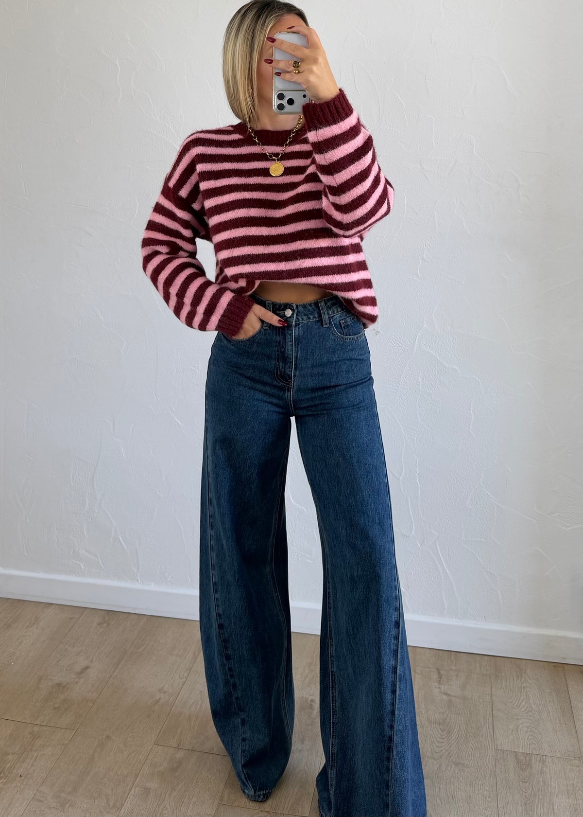Pull Maylo rayé bordeaux