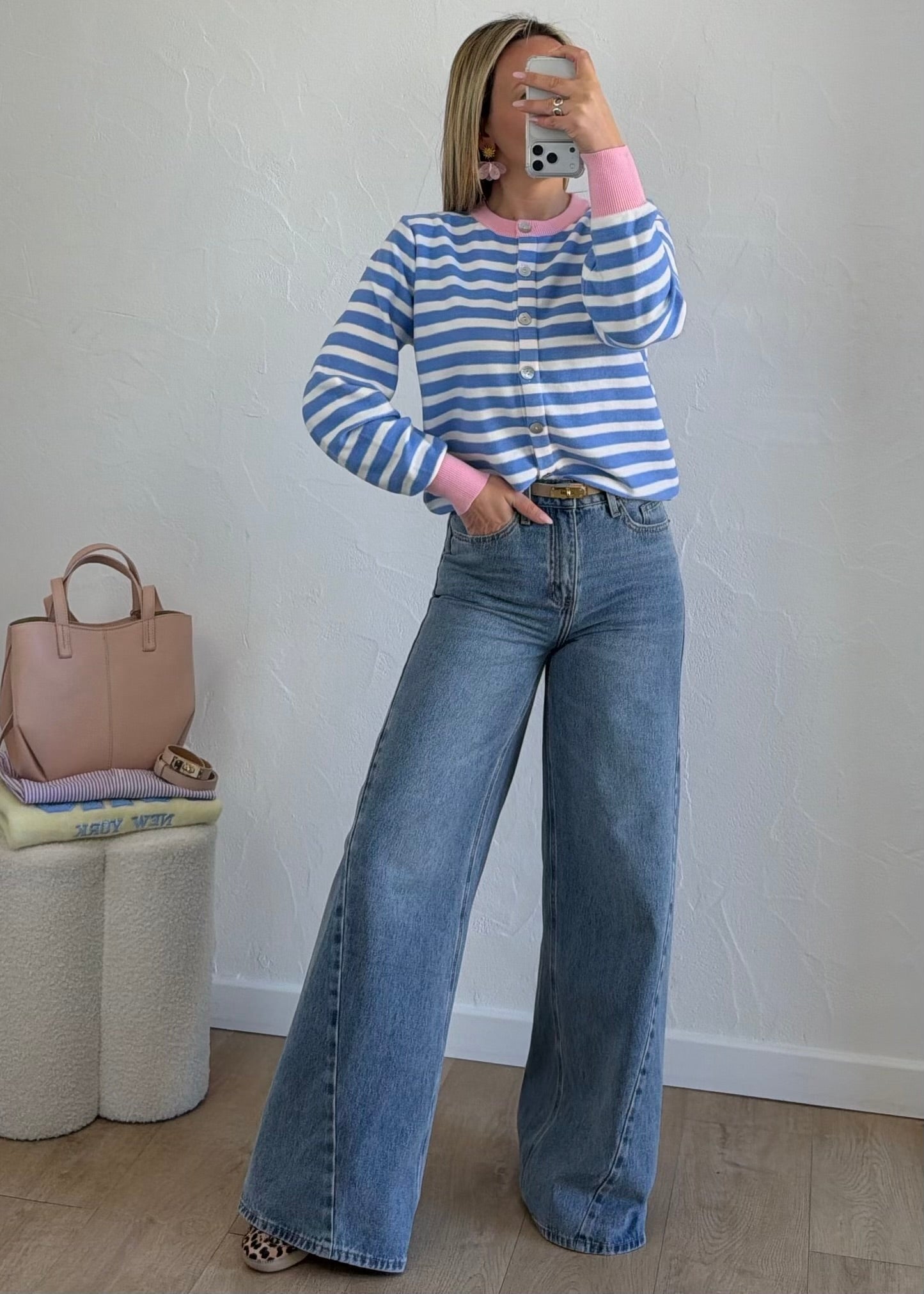 Pull ROMANE bleu & rose