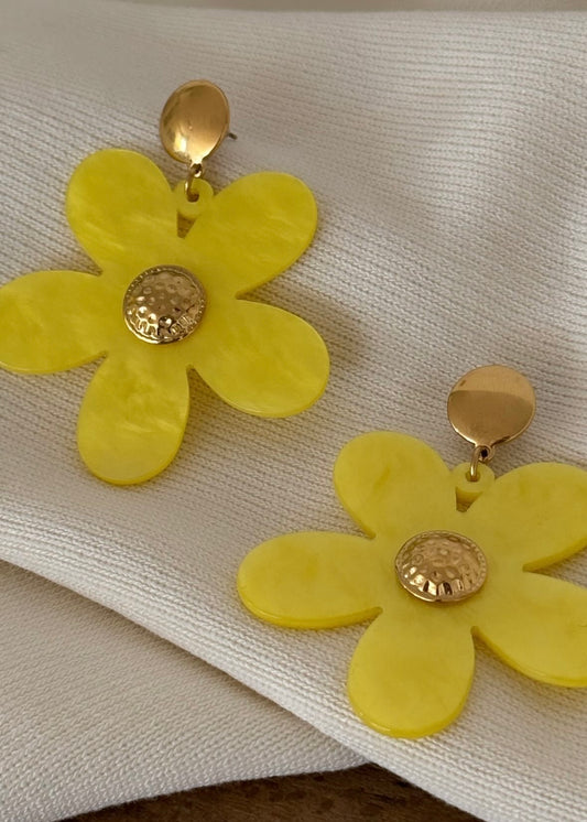 Boucles d’oreilles Fleurs Jaune