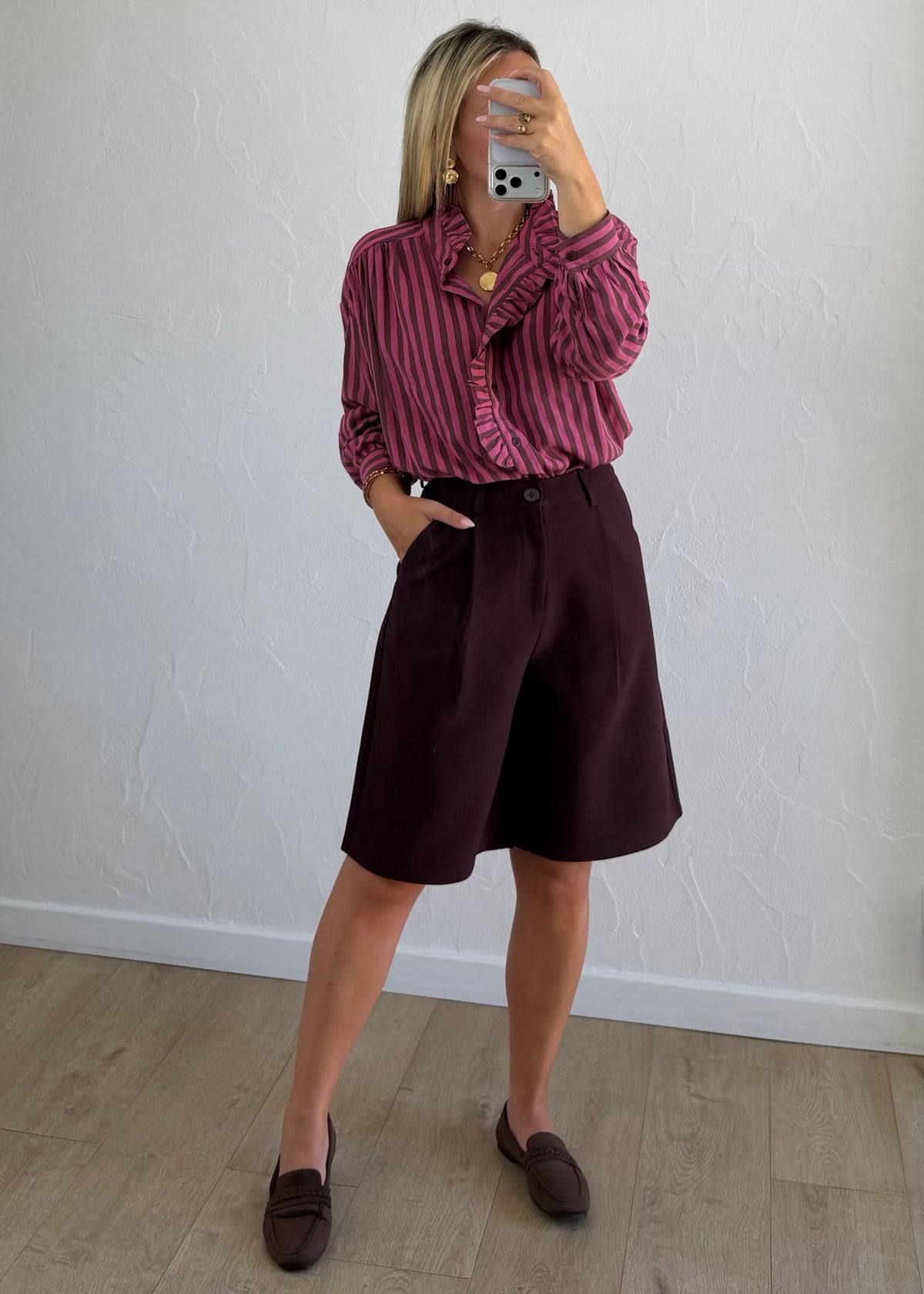 Chemisier Juliette rose marron