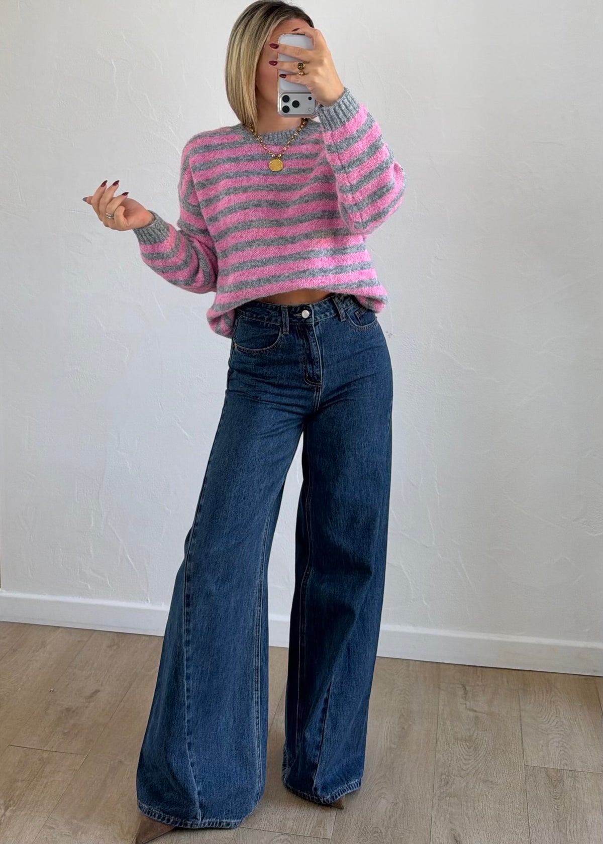 Pull Maylo rayée rose