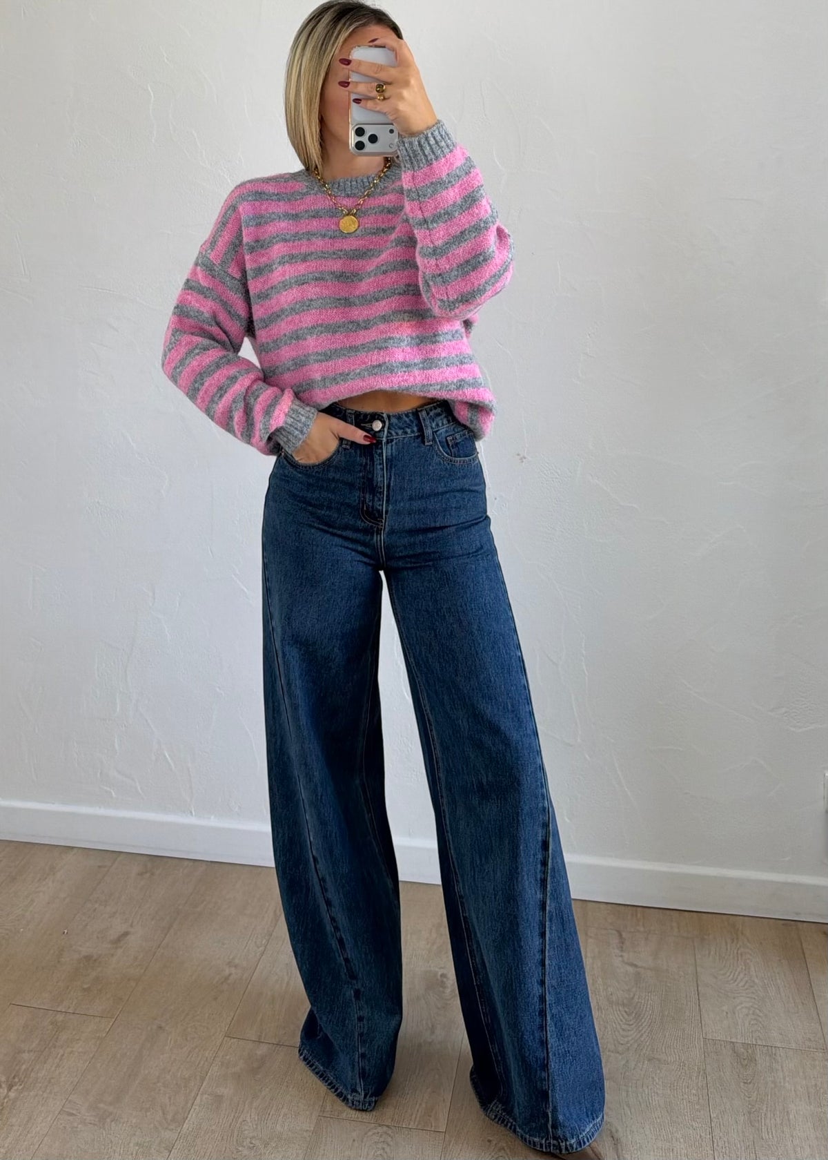 Pull Maylo rayée rose