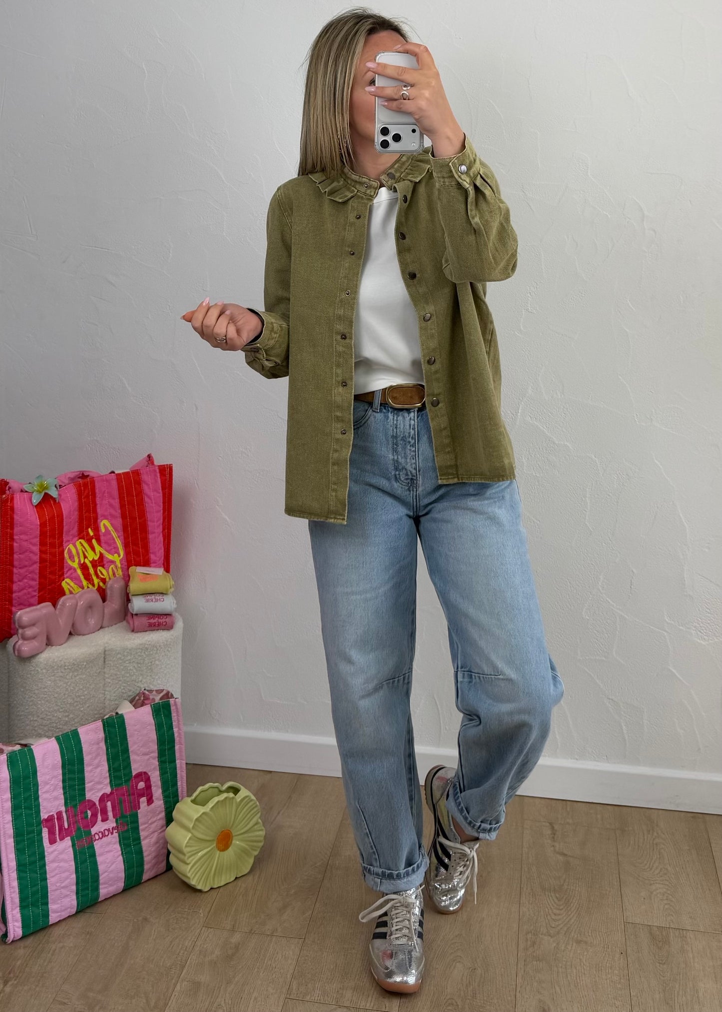 Veste MARIBEL en jean Kaki