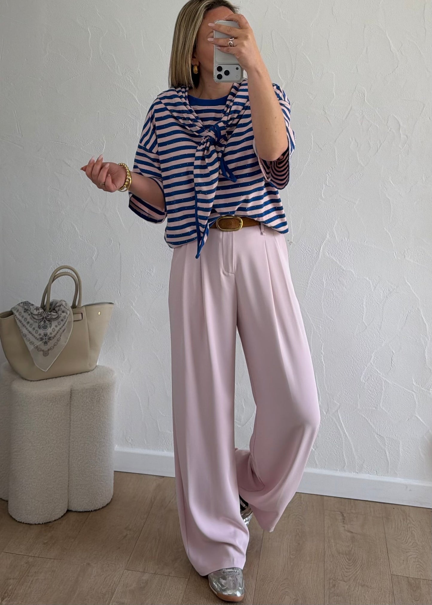 Tee-shirt ADRIANNA Bleu & Rose