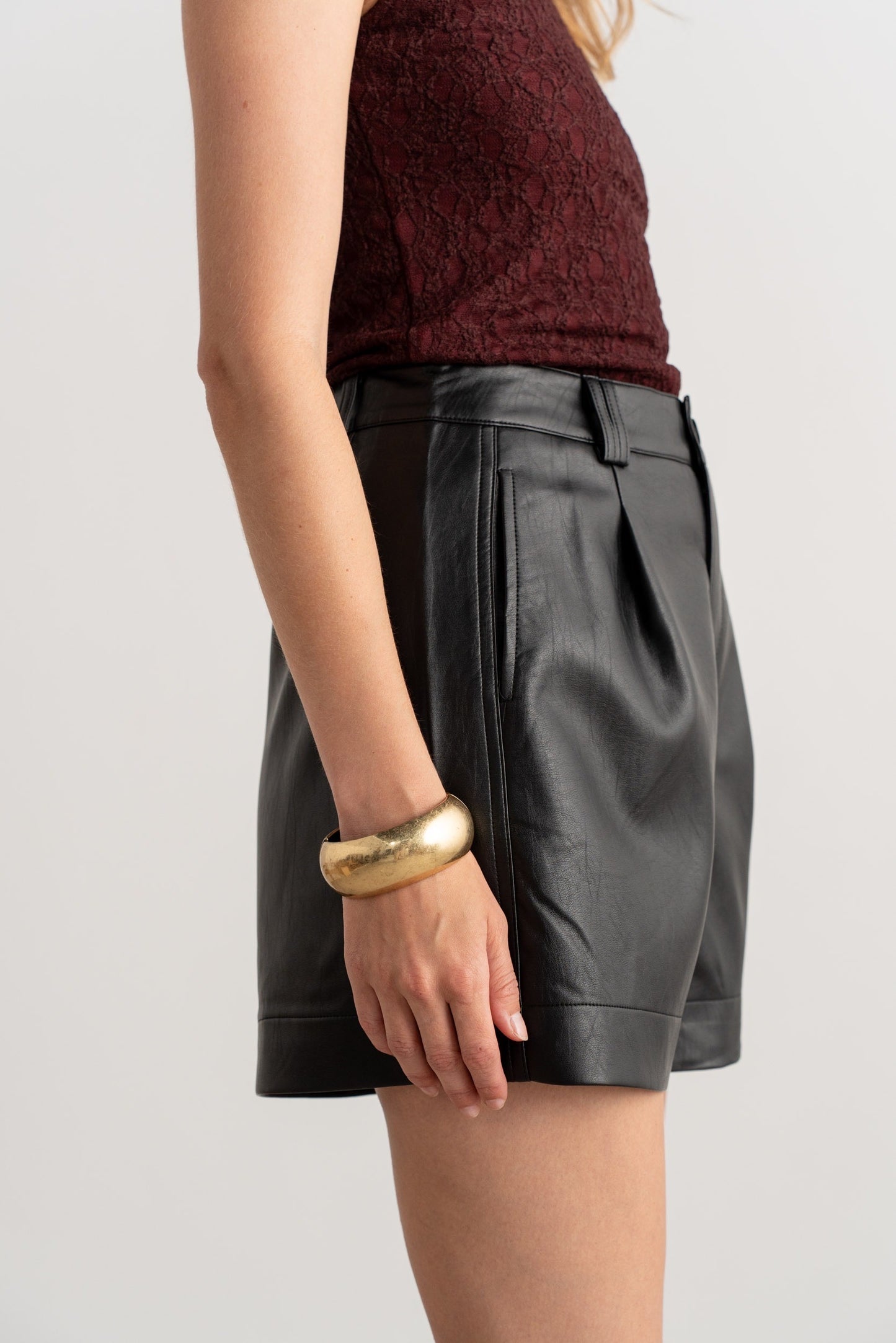 Short NAREL Noir Simili cuir
