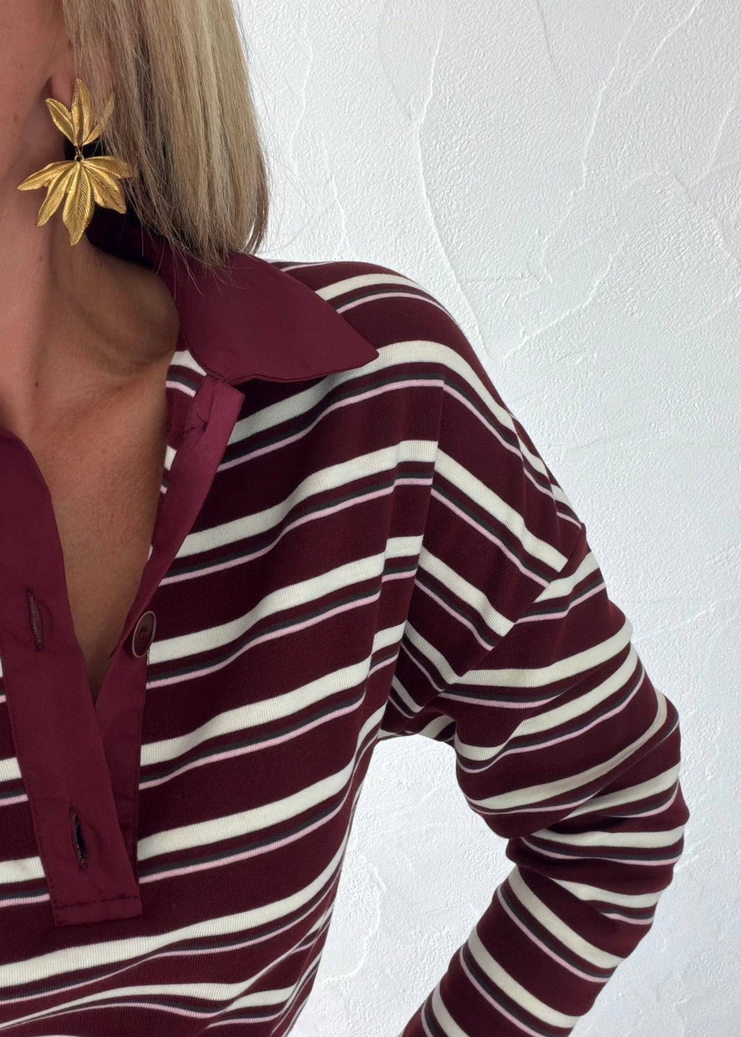 Polo Paris rayé bordeaux