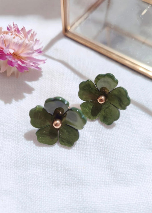 Boucles FLEUR Vert