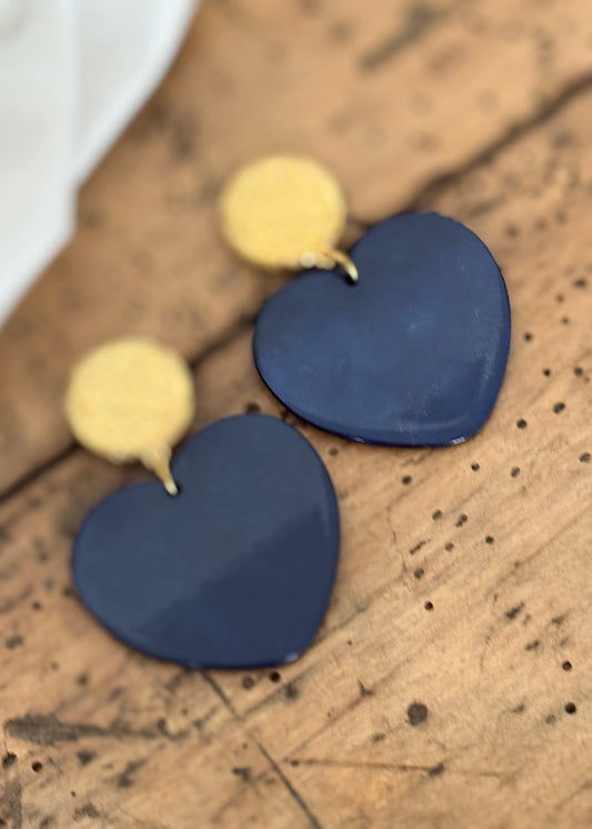 Boucles d’oreilles COEUR Bleu marine